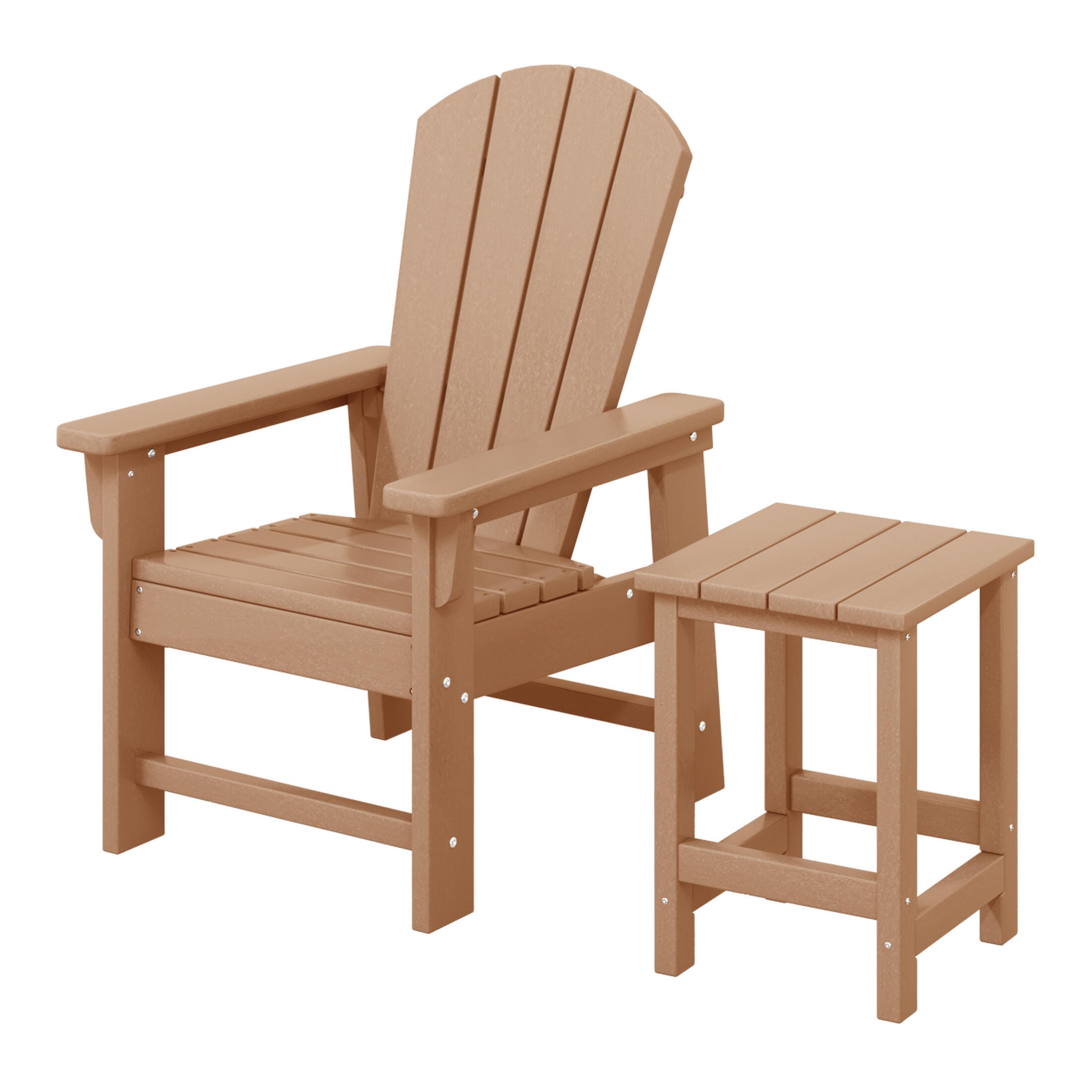 Westin Furniture Laguna Outdoor Adirondack Chair and Side Table Set, Teak, large