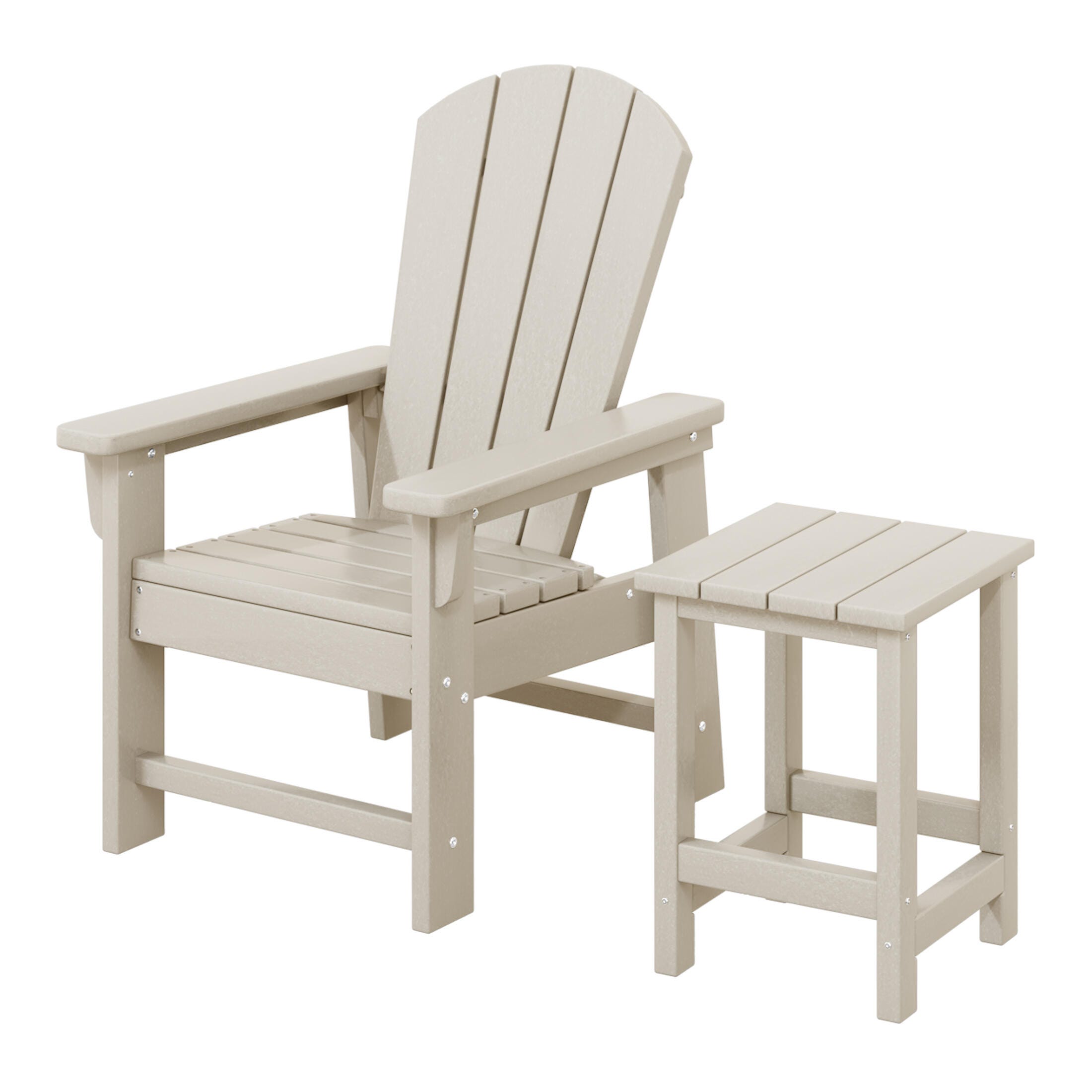 Westin Furniture Laguna Outdoor Adirondack Chair and Side Table Set, Sand, large