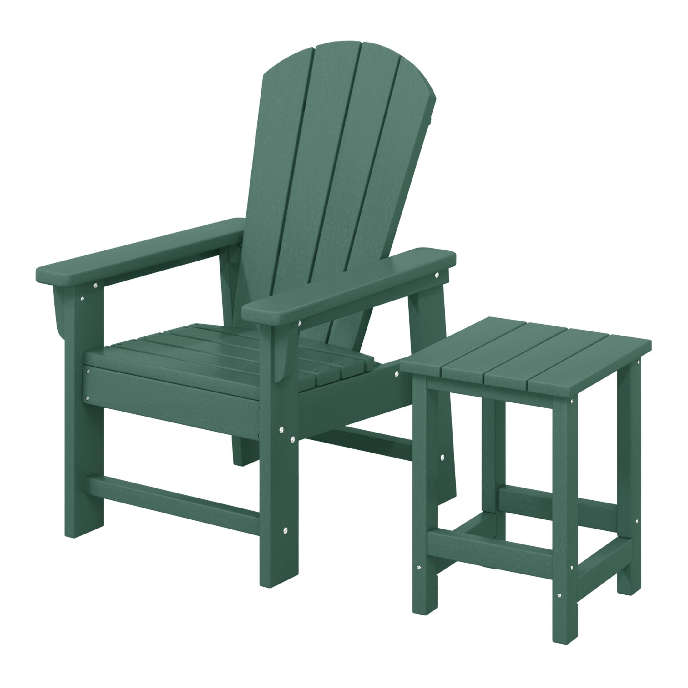 Westin Furniture Laguna Outdoor Adirondack Chair and Side Table Set, Dark Green, large