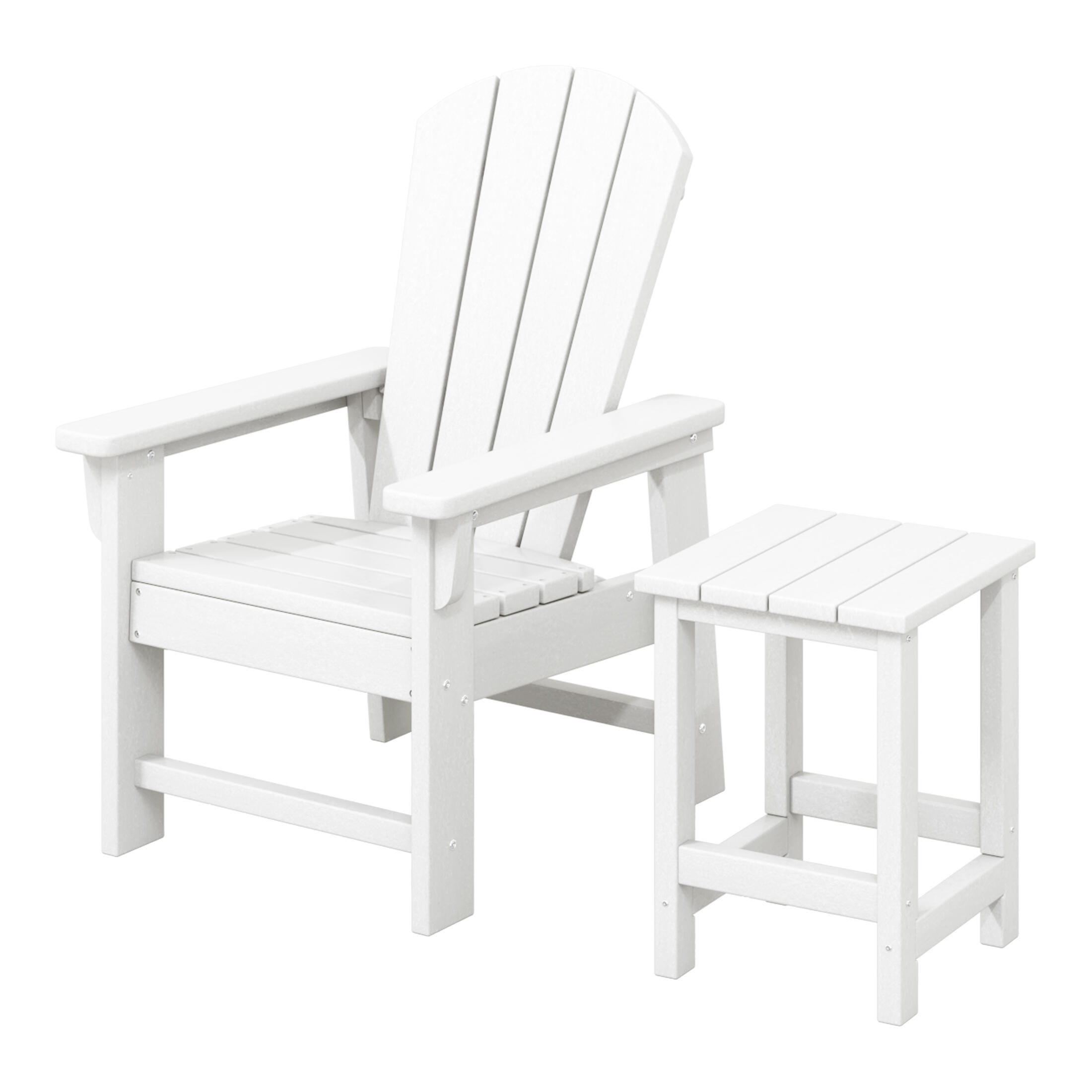 Westin Furniture Laguna Outdoor Adirondack Chair and Side Table Set, White, large