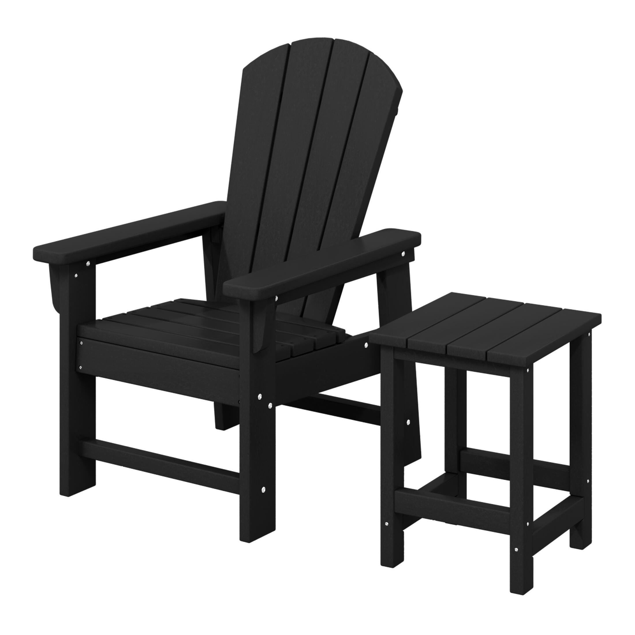 Westin Furniture Laguna Outdoor Adirondack Chair and Side Table Set, Black, large