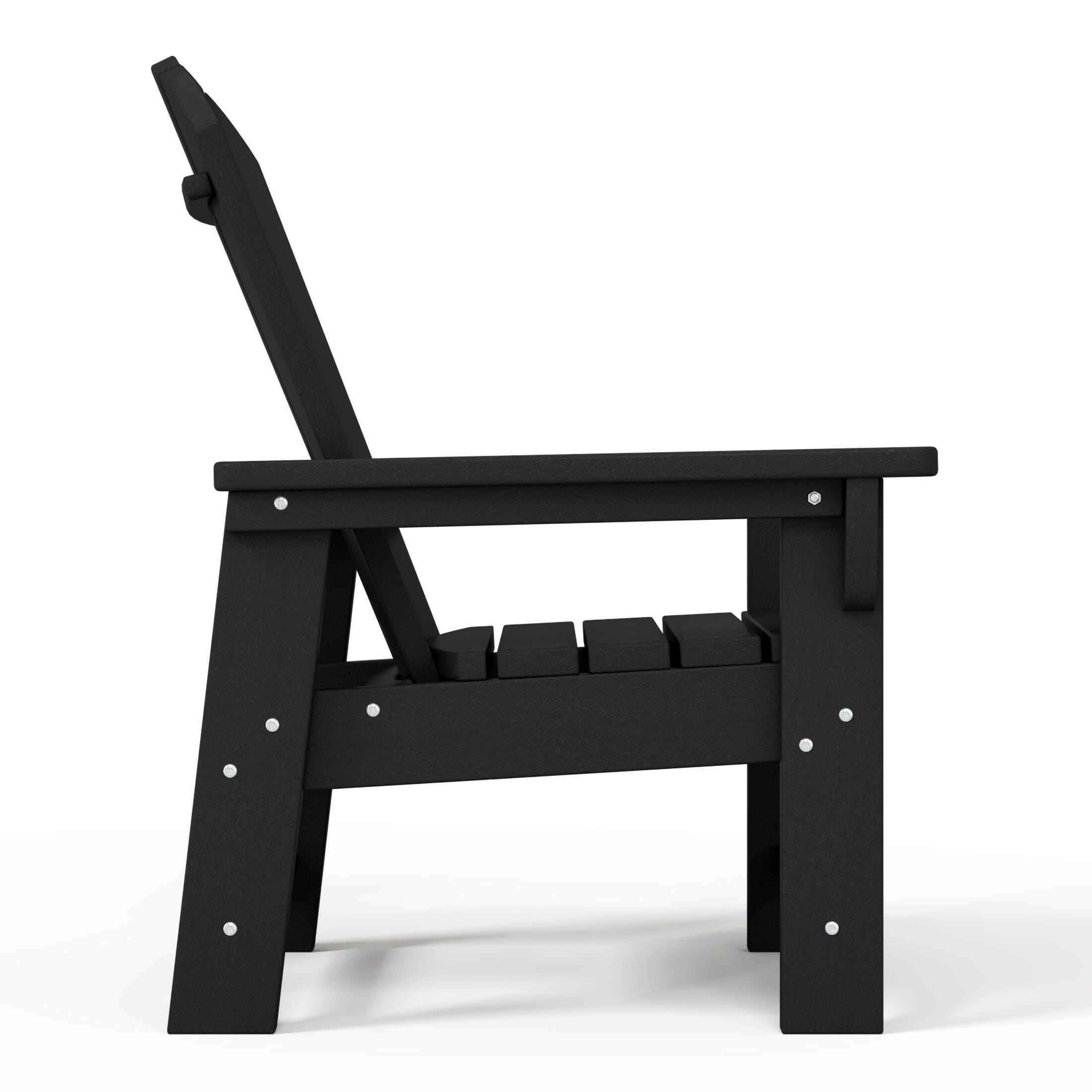 Westin Furniture Laguna Outdoor Adirondack Chair and Side Table Set, Black, large