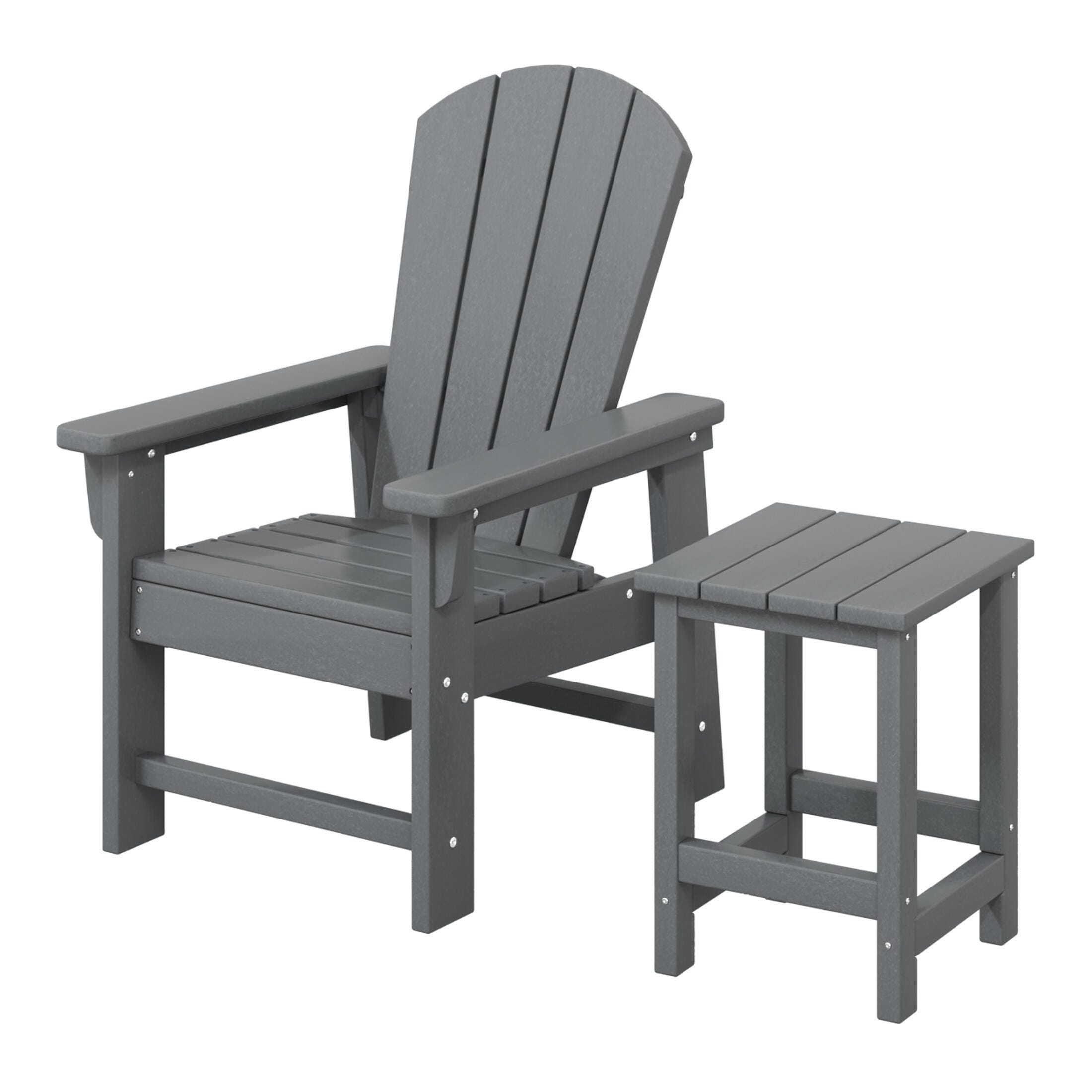 Westin Furniture Laguna Outdoor Adirondack Chair and Side Table Set, Gray, large