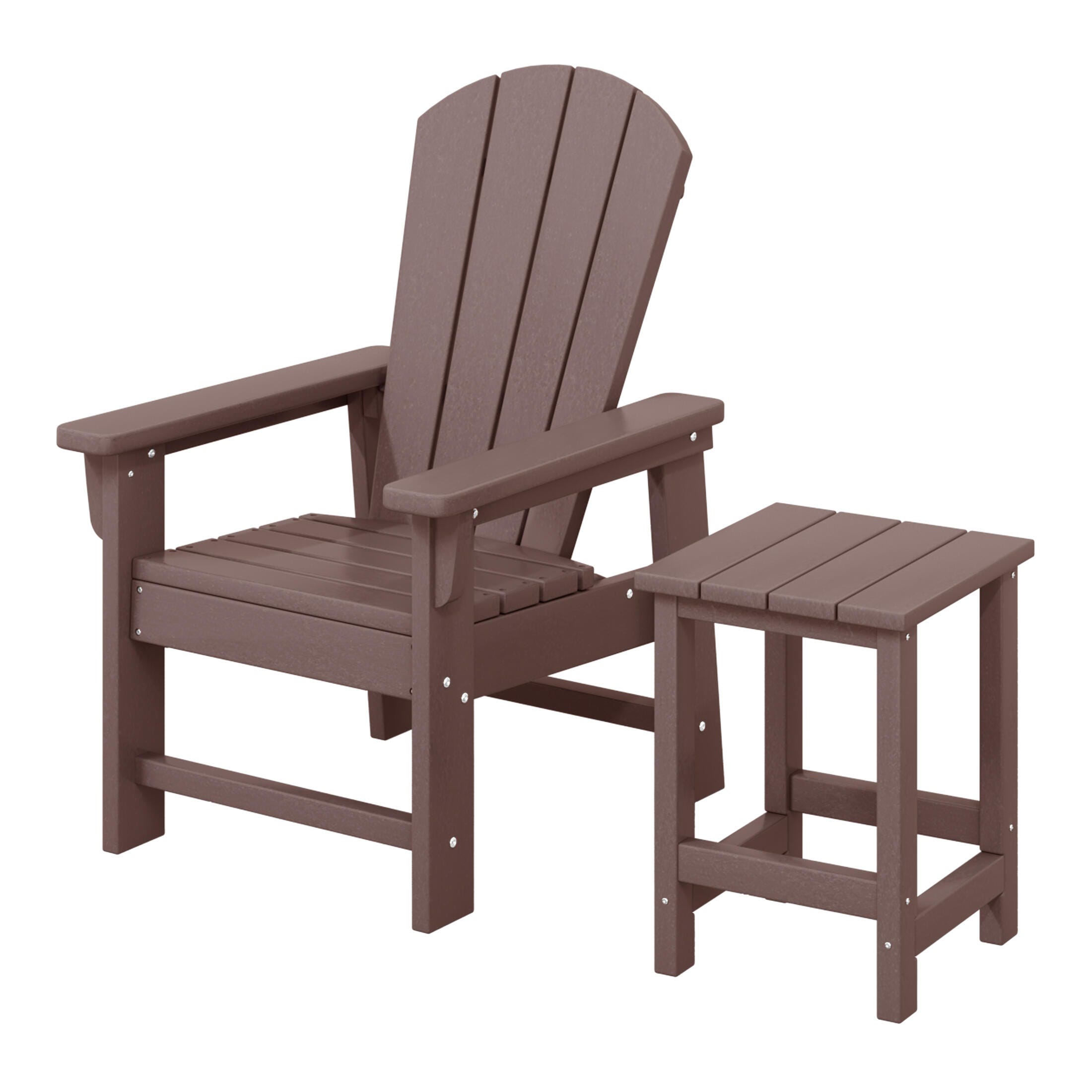 Westin Furniture Laguna Outdoor Adirondack Chair and Side Table Set, Dark Brown, large