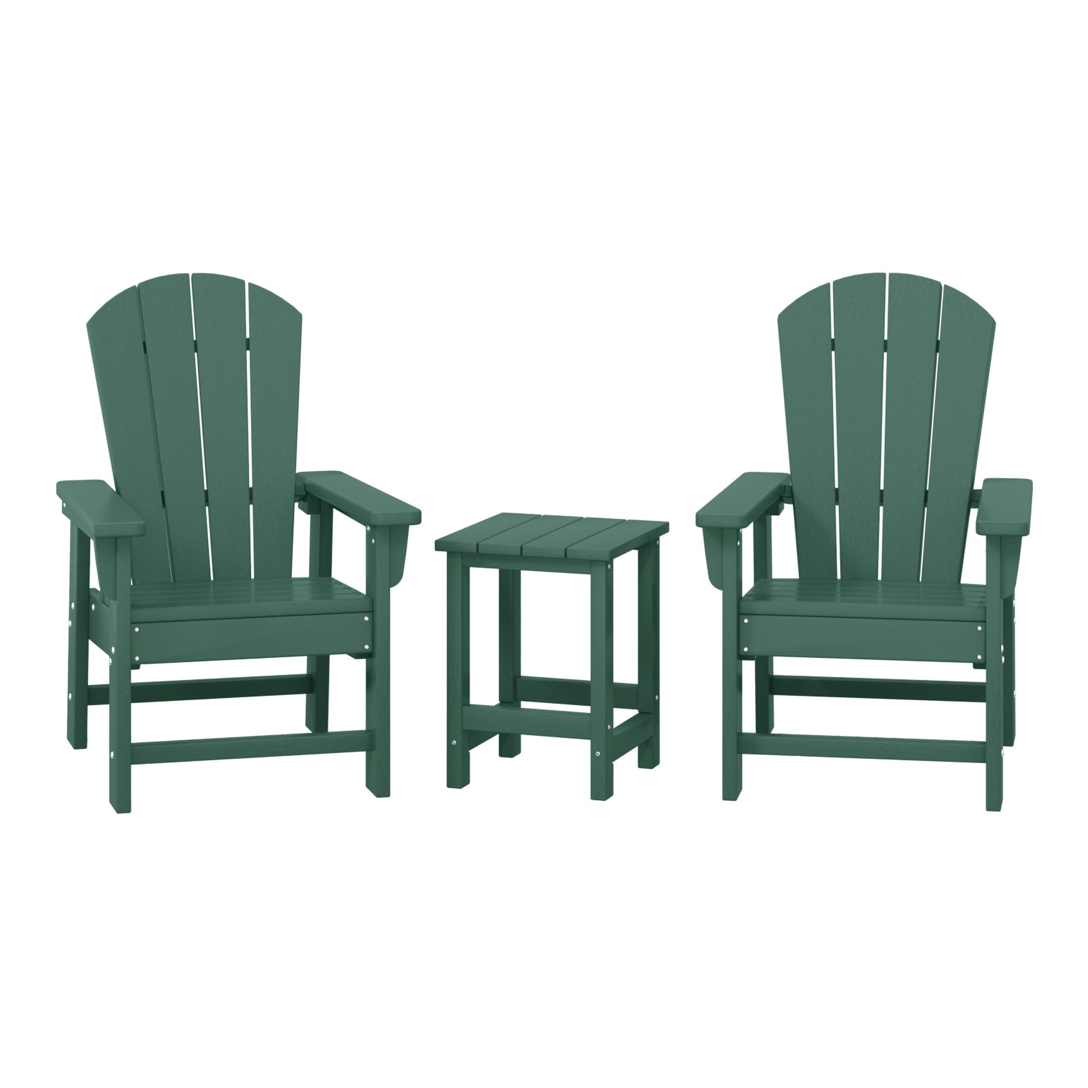 Westin Furniture Laguna Outdoor Adirondack 2 Chairs and Side Table Set, Dark Green, large