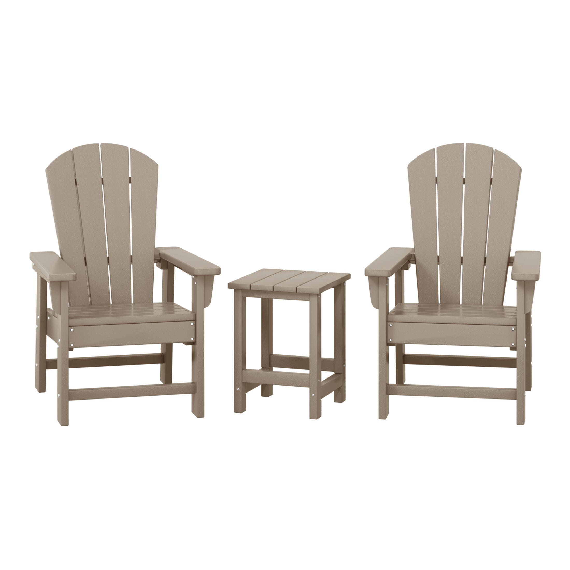 Westin Furniture Laguna Outdoor Adirondack 2 Chairs and Side Table Set, Weathered Wood, large