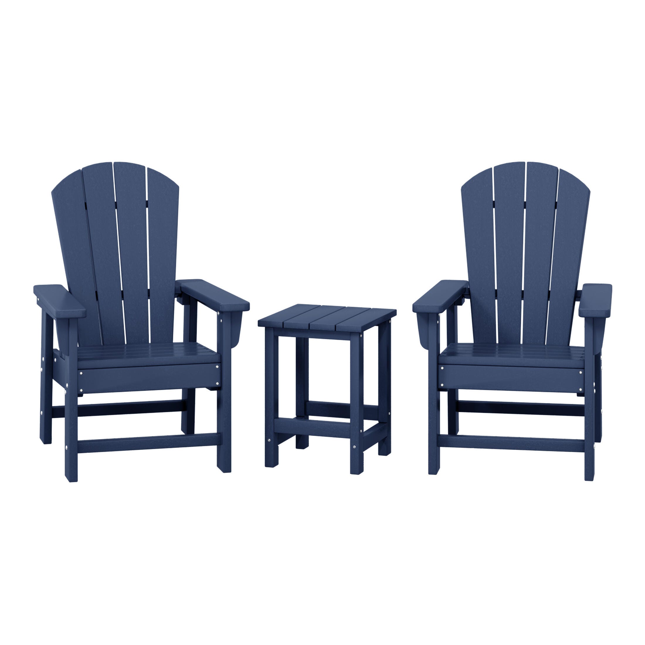 Westin Furniture Laguna Outdoor Adirondack 2 Chairs and Side Table Set, Navy Blue, large