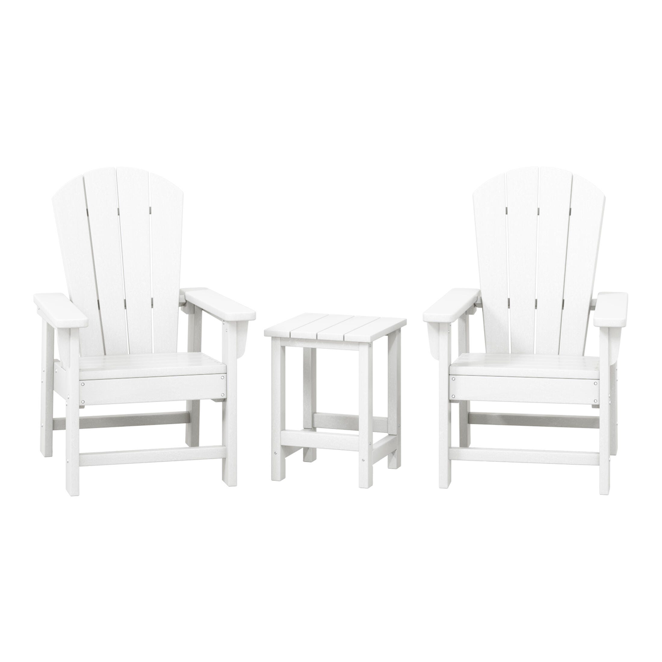Westin Furniture Laguna Outdoor Adirondack 2 Chairs and Side Table Set, White, large