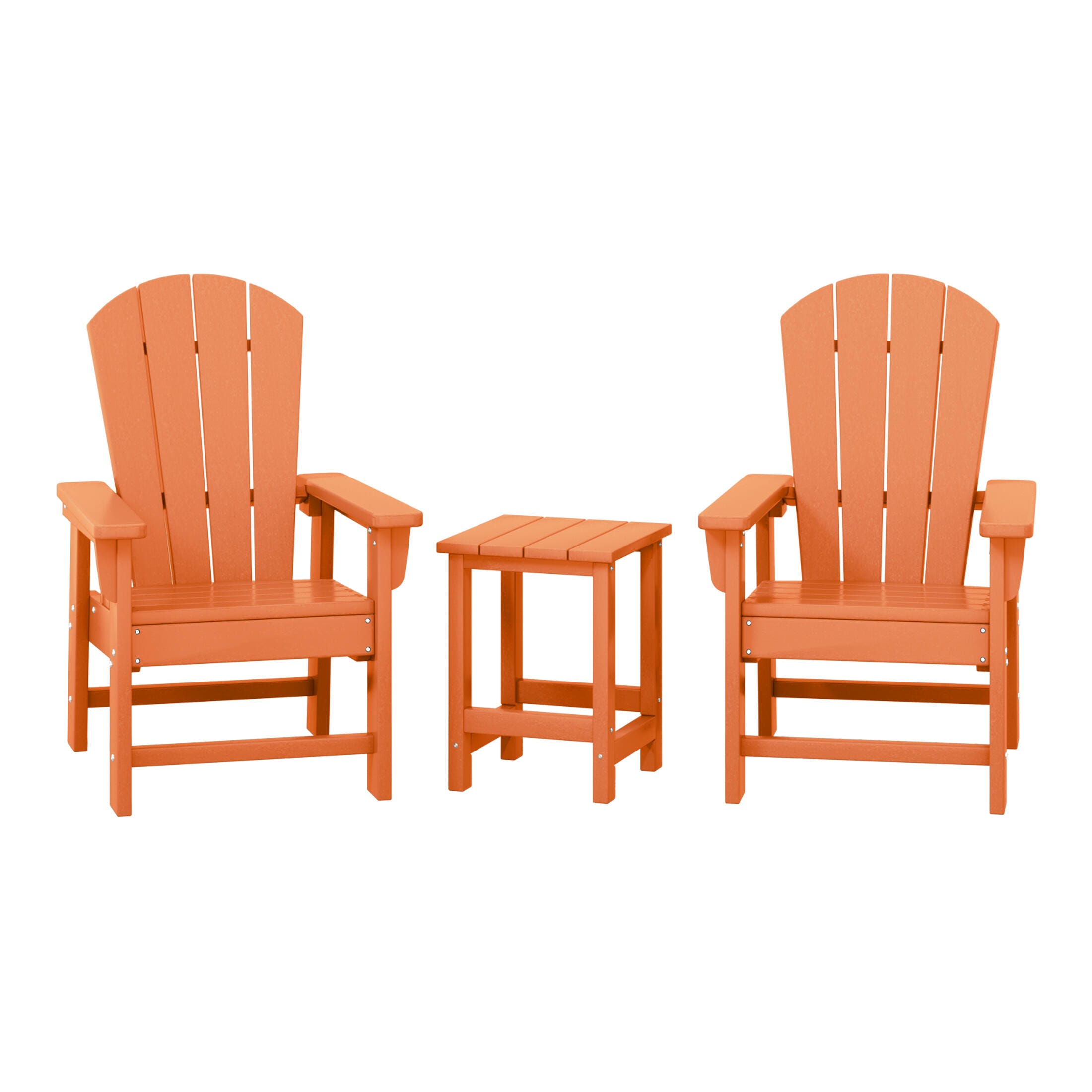 Westin Furniture Laguna Outdoor Adirondack 2 Chairs and Side Table Set, Orange, large