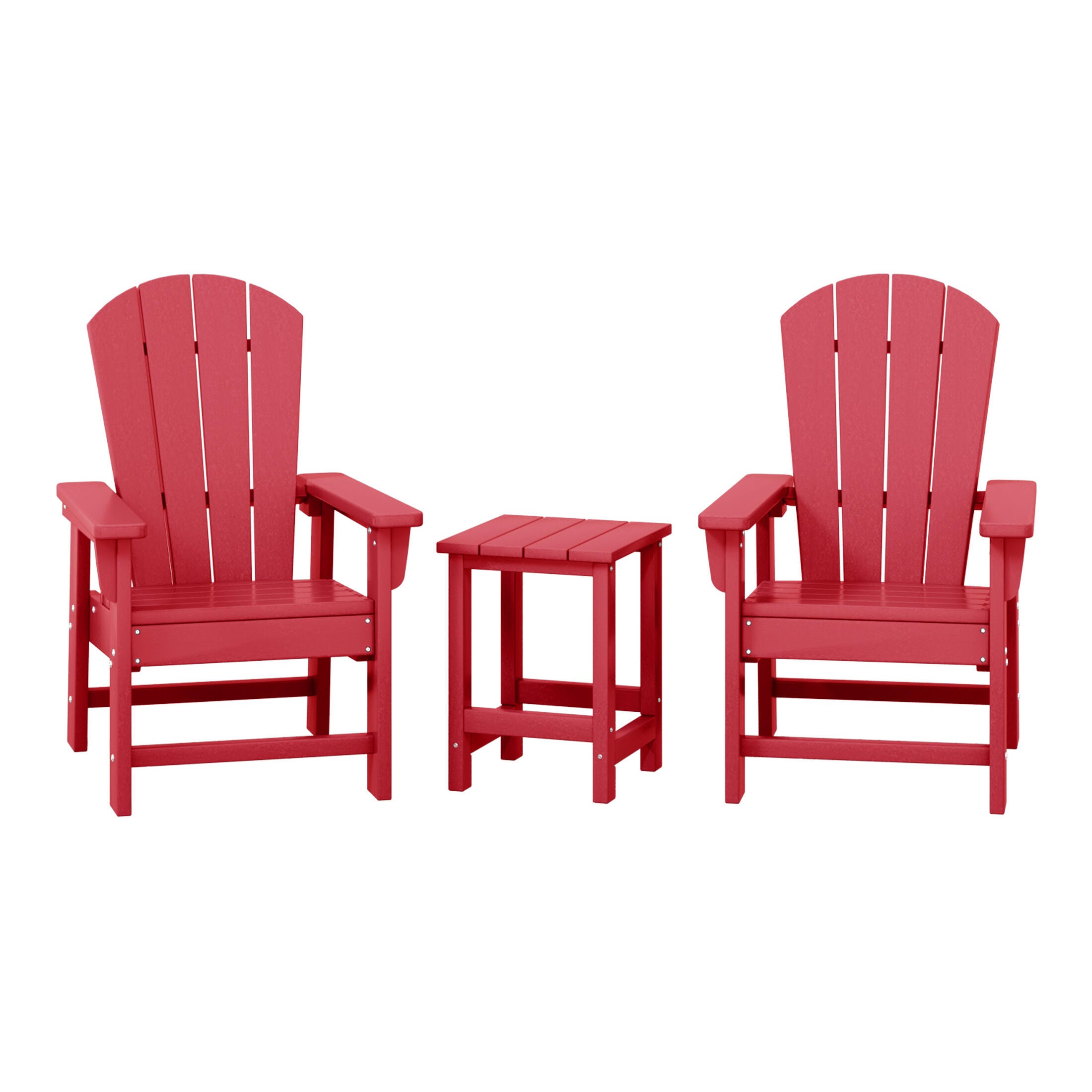 Westin Furniture Laguna Outdoor Adirondack 2 Chairs and Side Table Set, Red, large