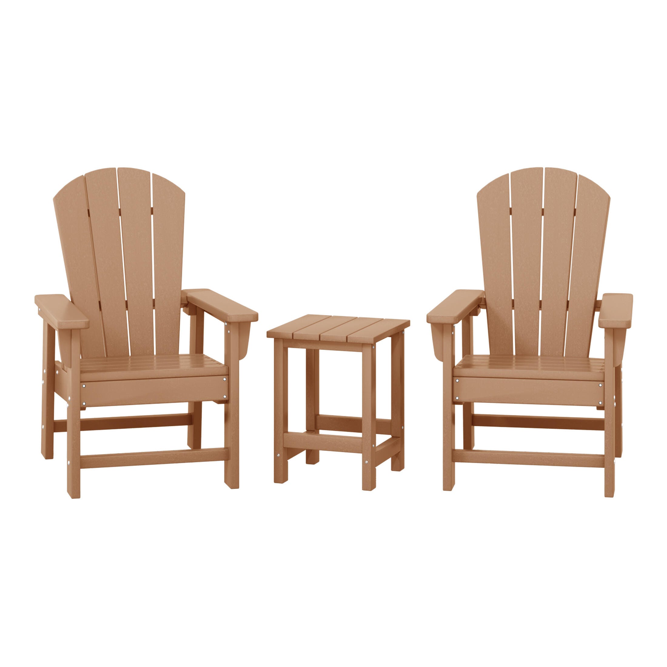 Westin Furniture Laguna Outdoor Adirondack 2 Chairs and Side Table Set, Teak, large