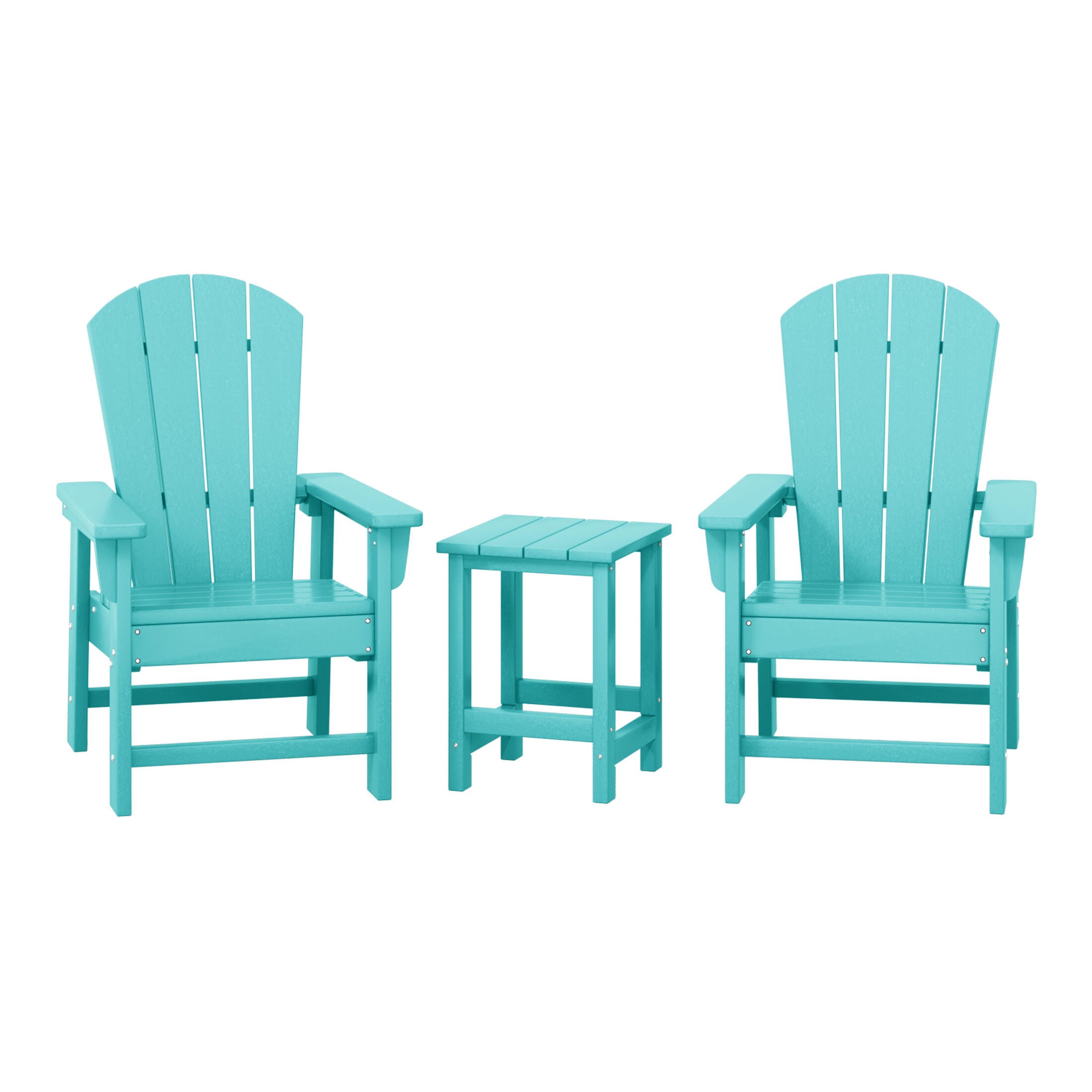 Westin Furniture Laguna Outdoor Adirondack 2 Chairs and Side Table Set, Turquoise, large