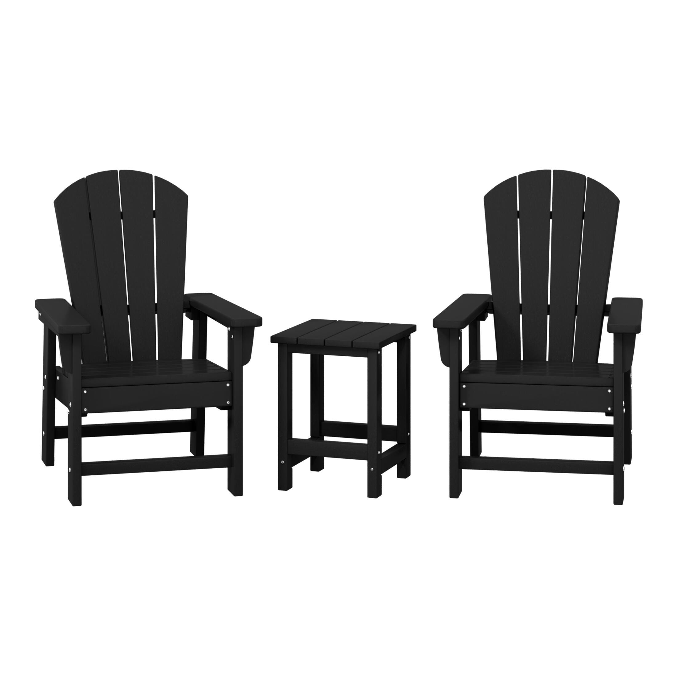 Westin Furniture Laguna Outdoor Adirondack 2 Chairs and Side Table Set, Black, large