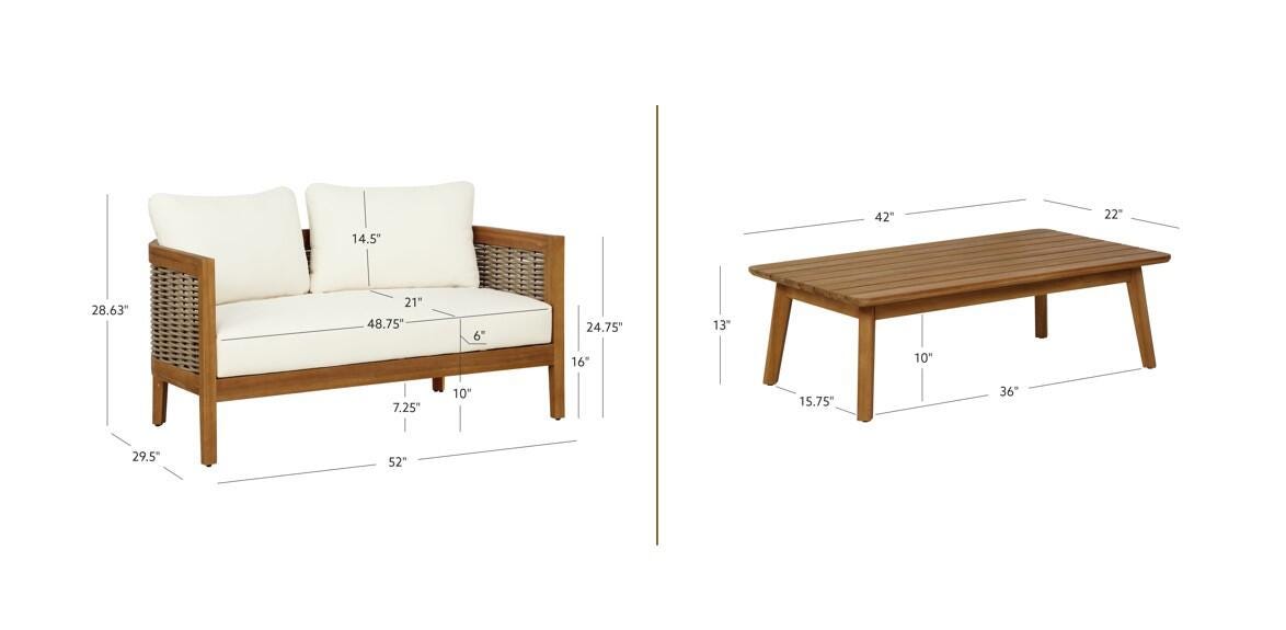 Linon Outdoor Loveseat and Table, , large