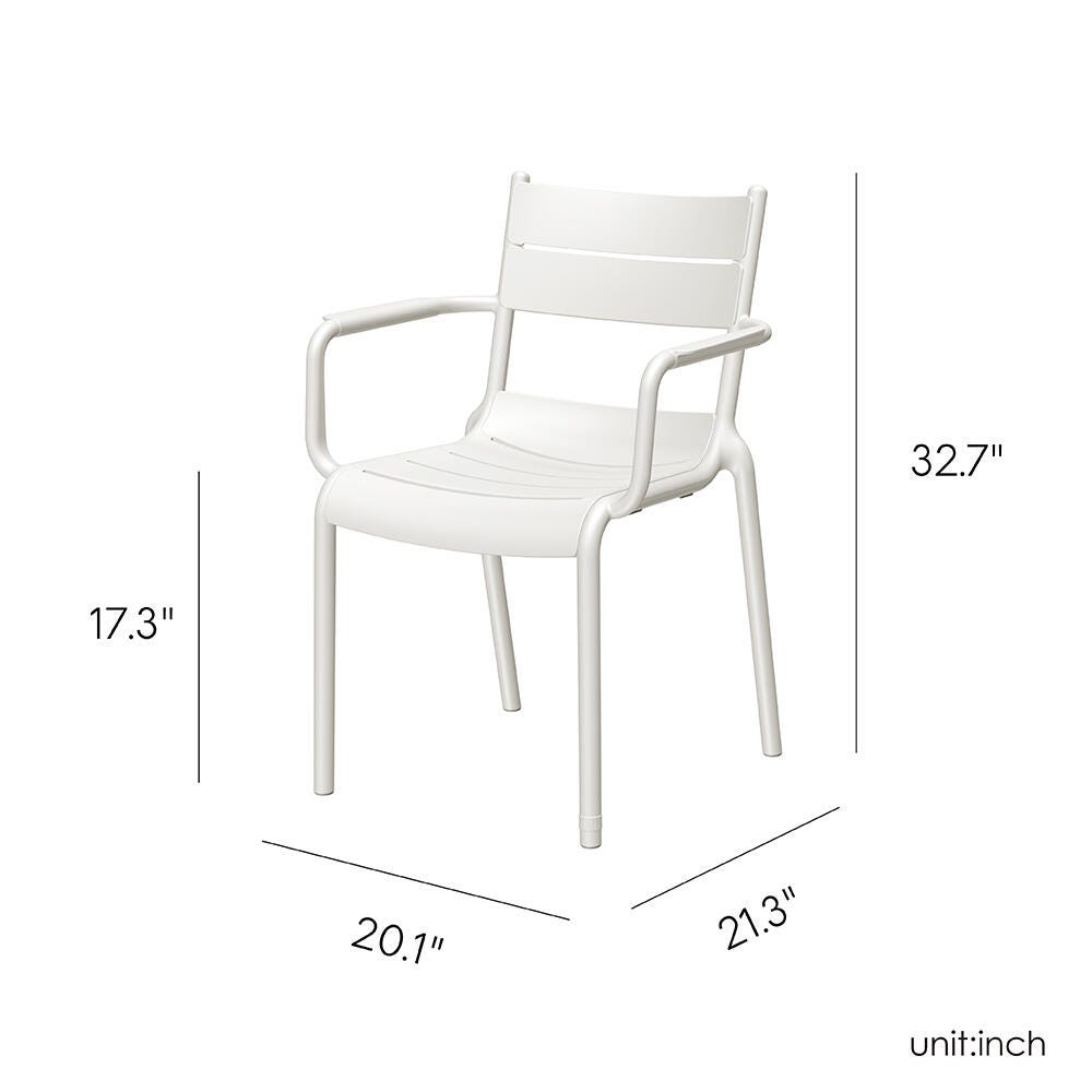 Lagoon Naples Outdoor Dining Arm Chair (Set of 2), White, large