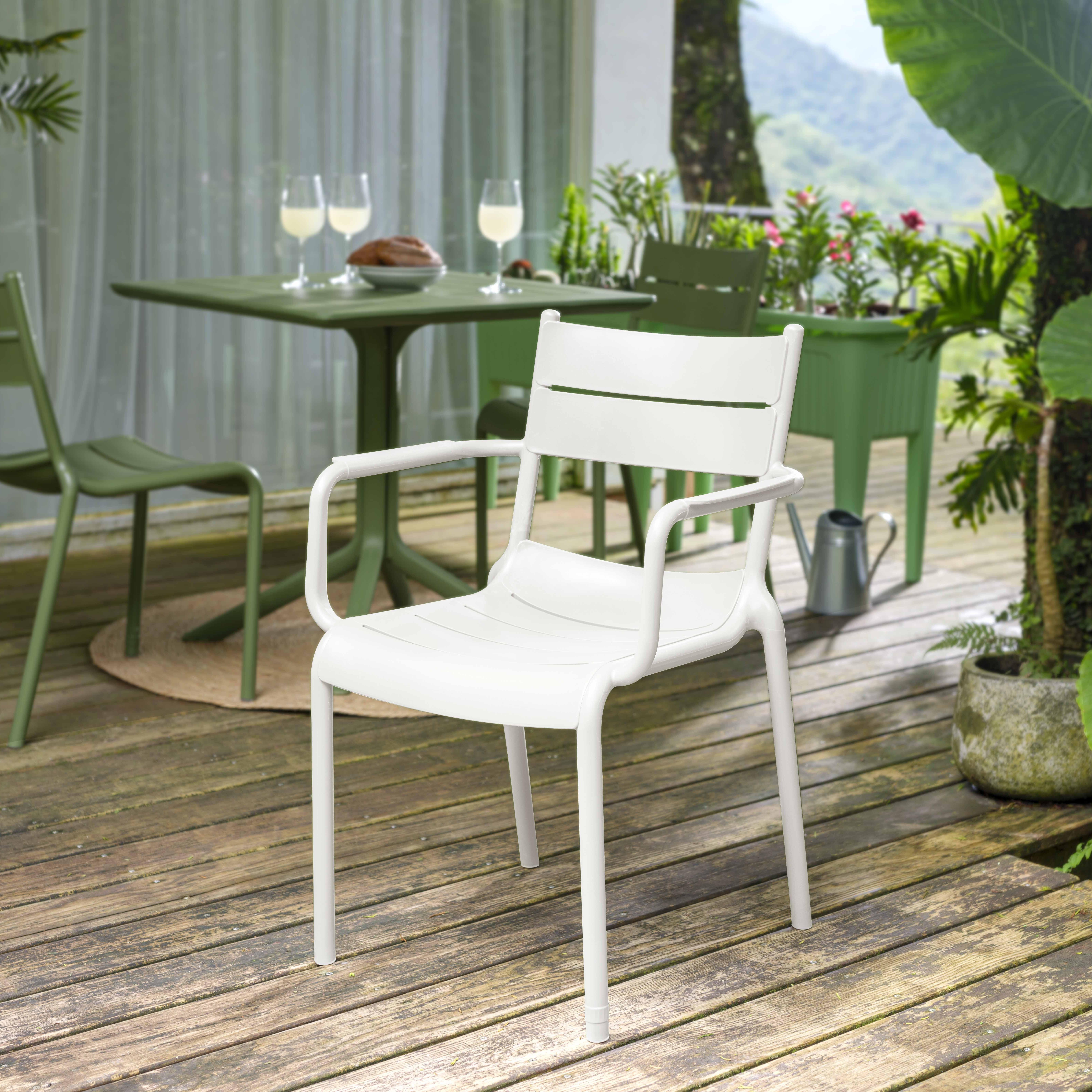 Lagoon Naples Outdoor Dining Arm Chair (Set of 2), White, large