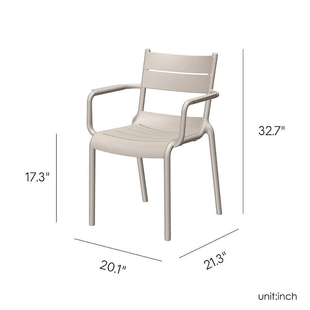 Lagoon Naples Outdoor Dining Arm Chair (Set of 2), Taupe, large
