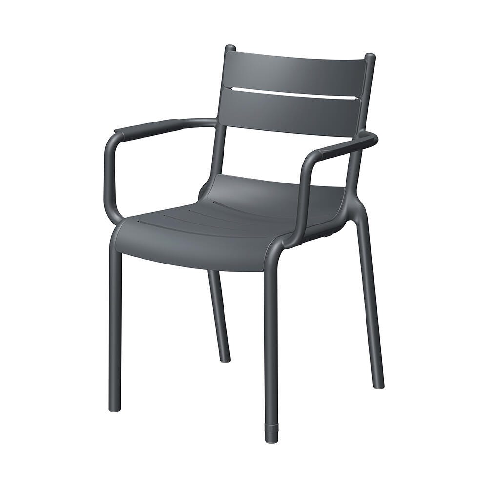 Lagoon Naples Outdoor Dining Arm Chair (Set of 2), Dark Gray, large