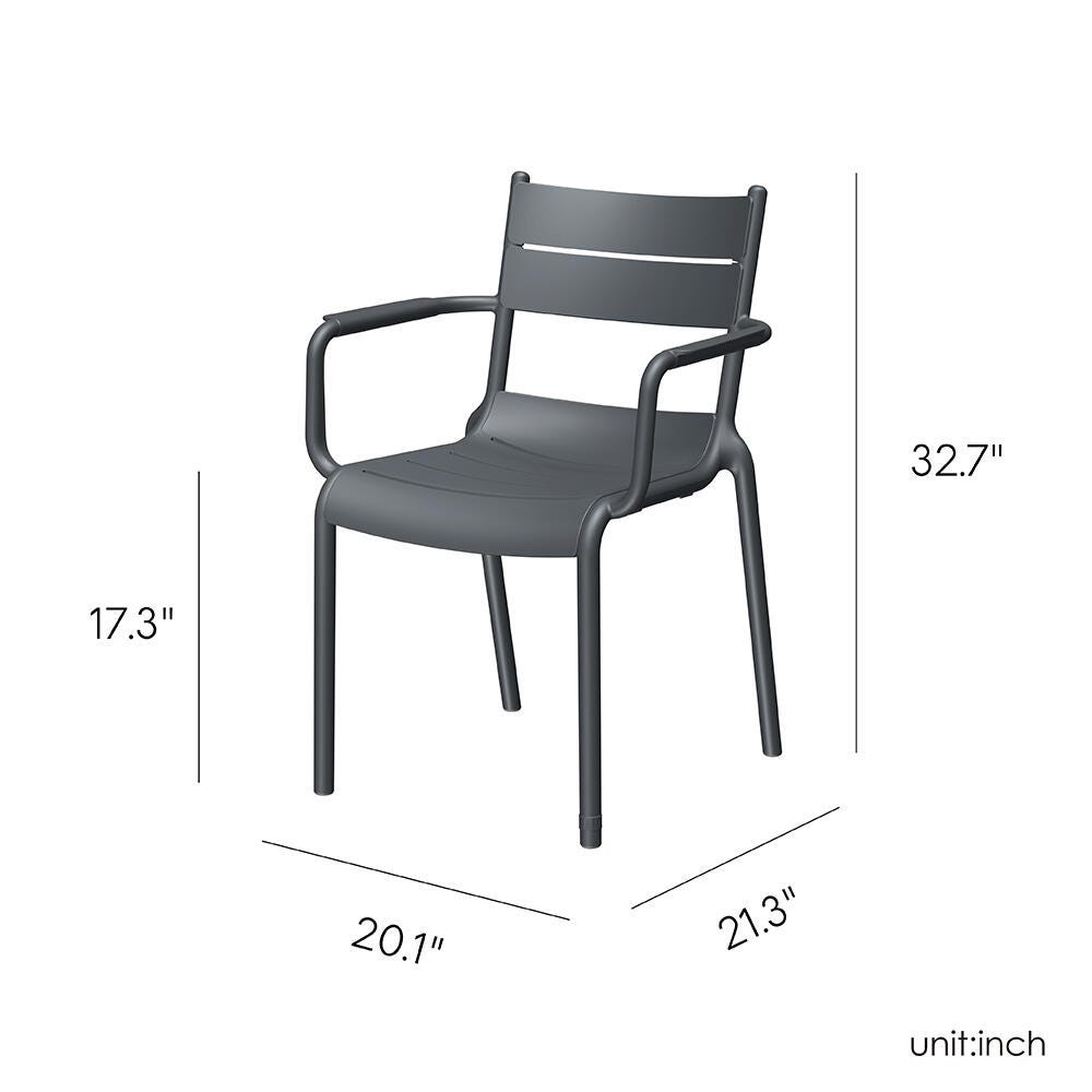 Lagoon Naples Outdoor Dining Arm Chair (Set of 2), Dark Gray, large