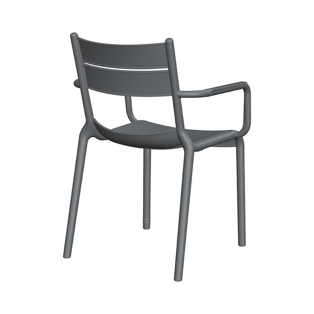 Lagoon Naples Outdoor Dining Arm Chair (Set of 2), Dark Gray, large