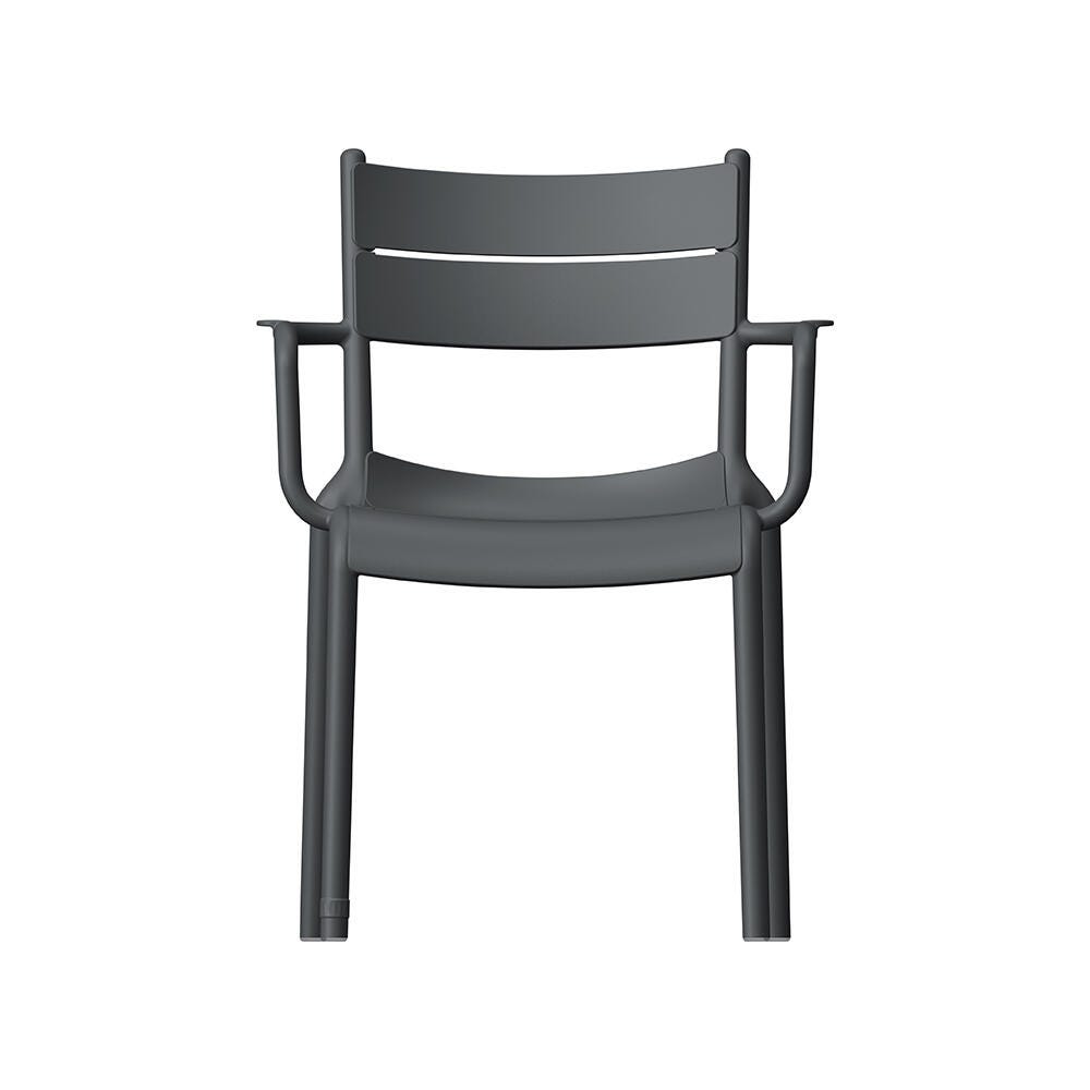 Lagoon Naples Outdoor Dining Arm Chair (Set of 2), Dark Gray, large
