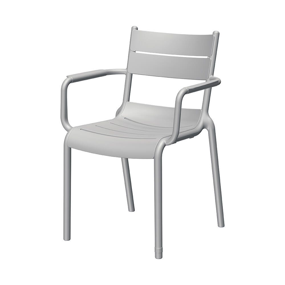 Lagoon Naples Outdoor Dining Arm Chair (Set of 2), Cold Gray, large