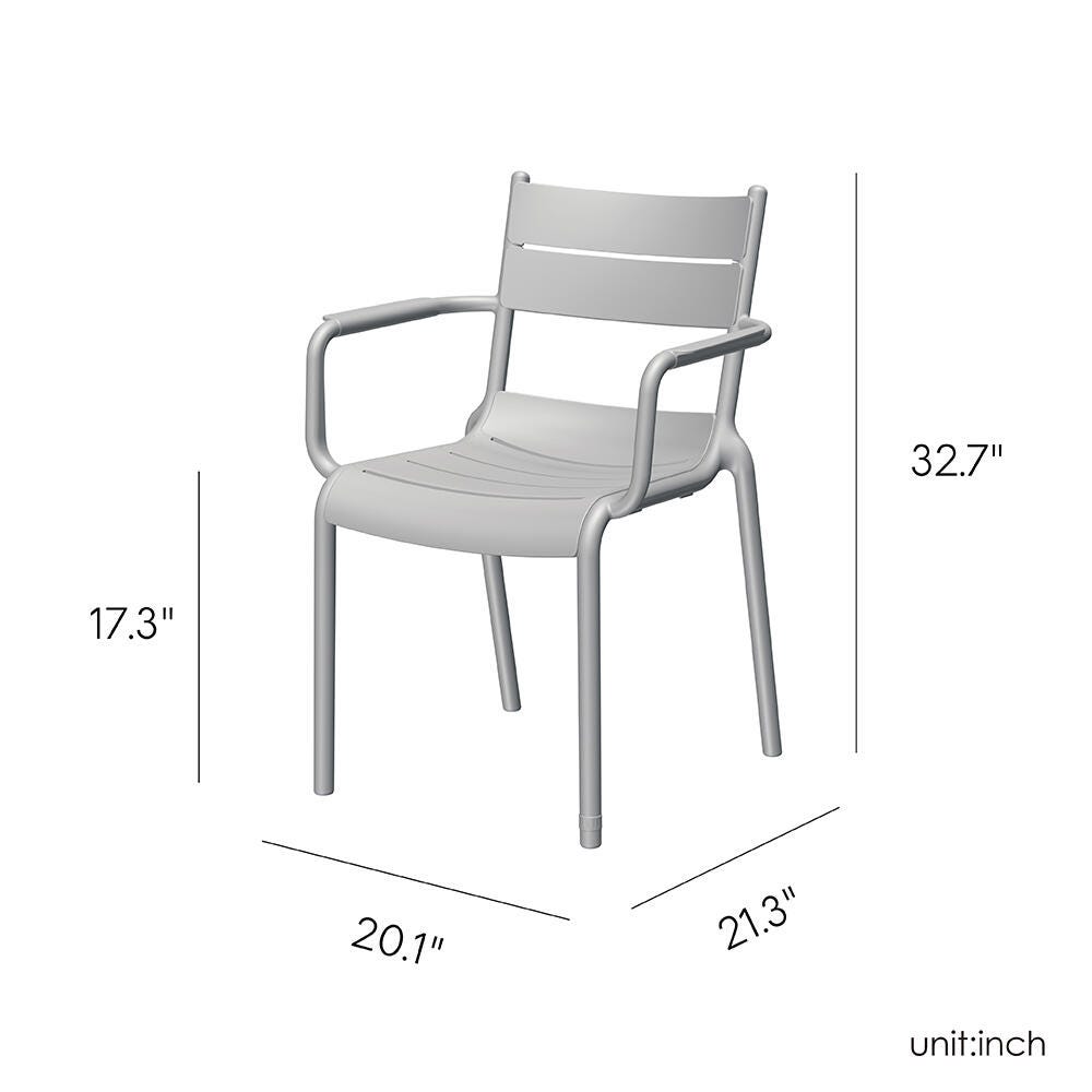 Lagoon Naples Outdoor Dining Arm Chair (Set of 2), Cold Gray, large