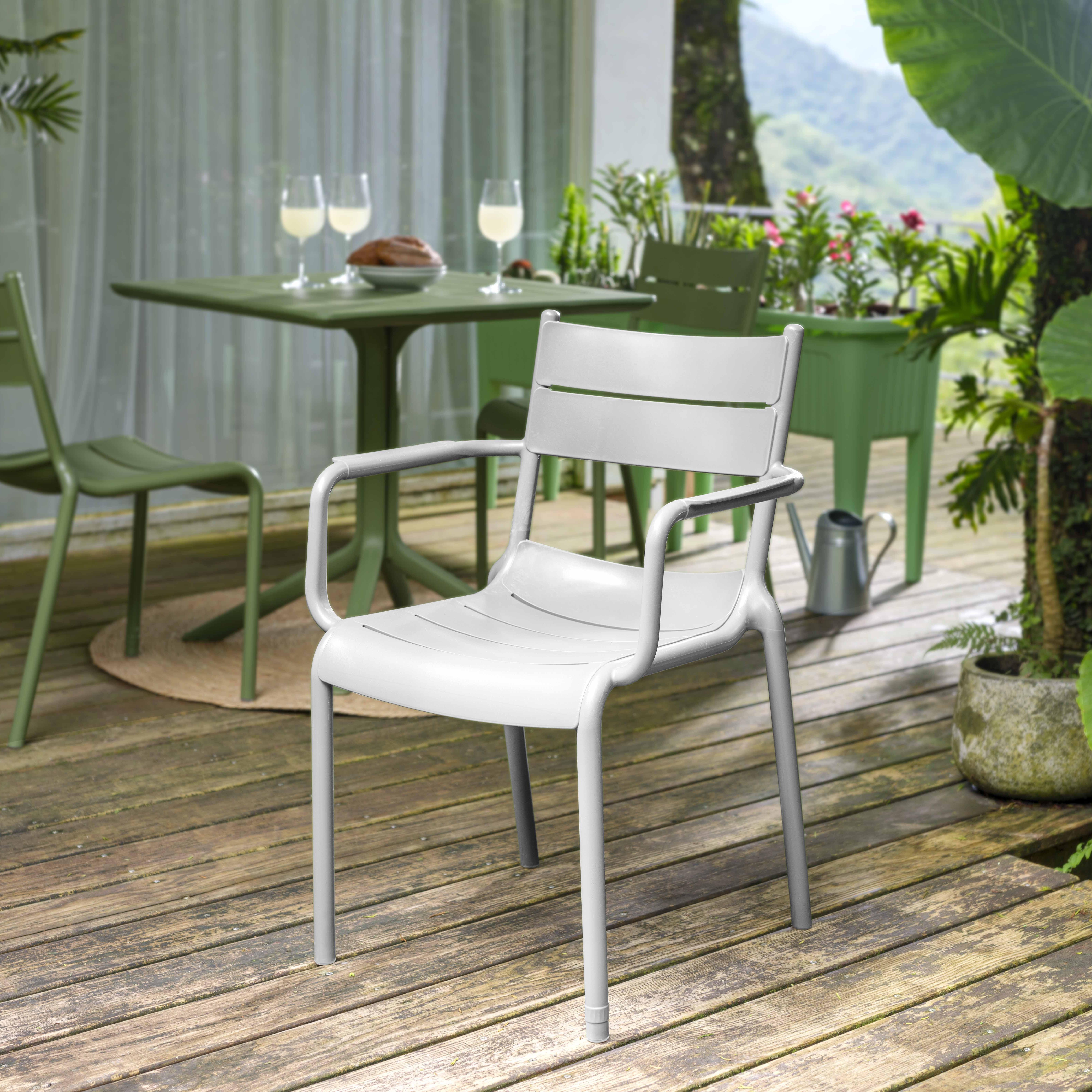 Lagoon Naples Outdoor Dining Arm Chair (Set of 2), Cold Gray, large