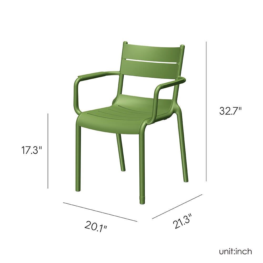 Lagoon Naples Outdoor Dining Arm Chair (Set of 2), Olive Green, large