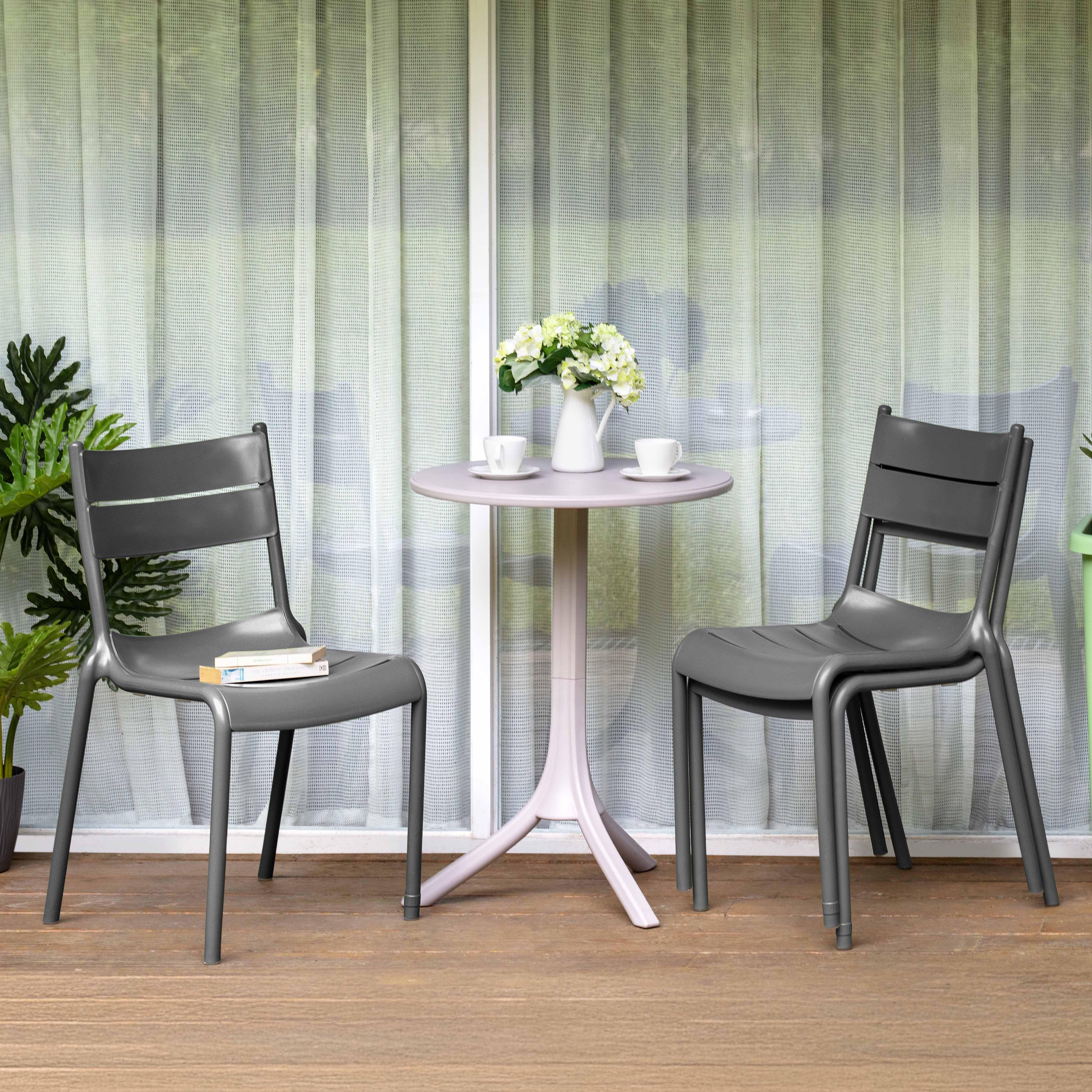 Lagoon Naples Outdoor Dining Chair (Set of 2), Dark Gray, large
