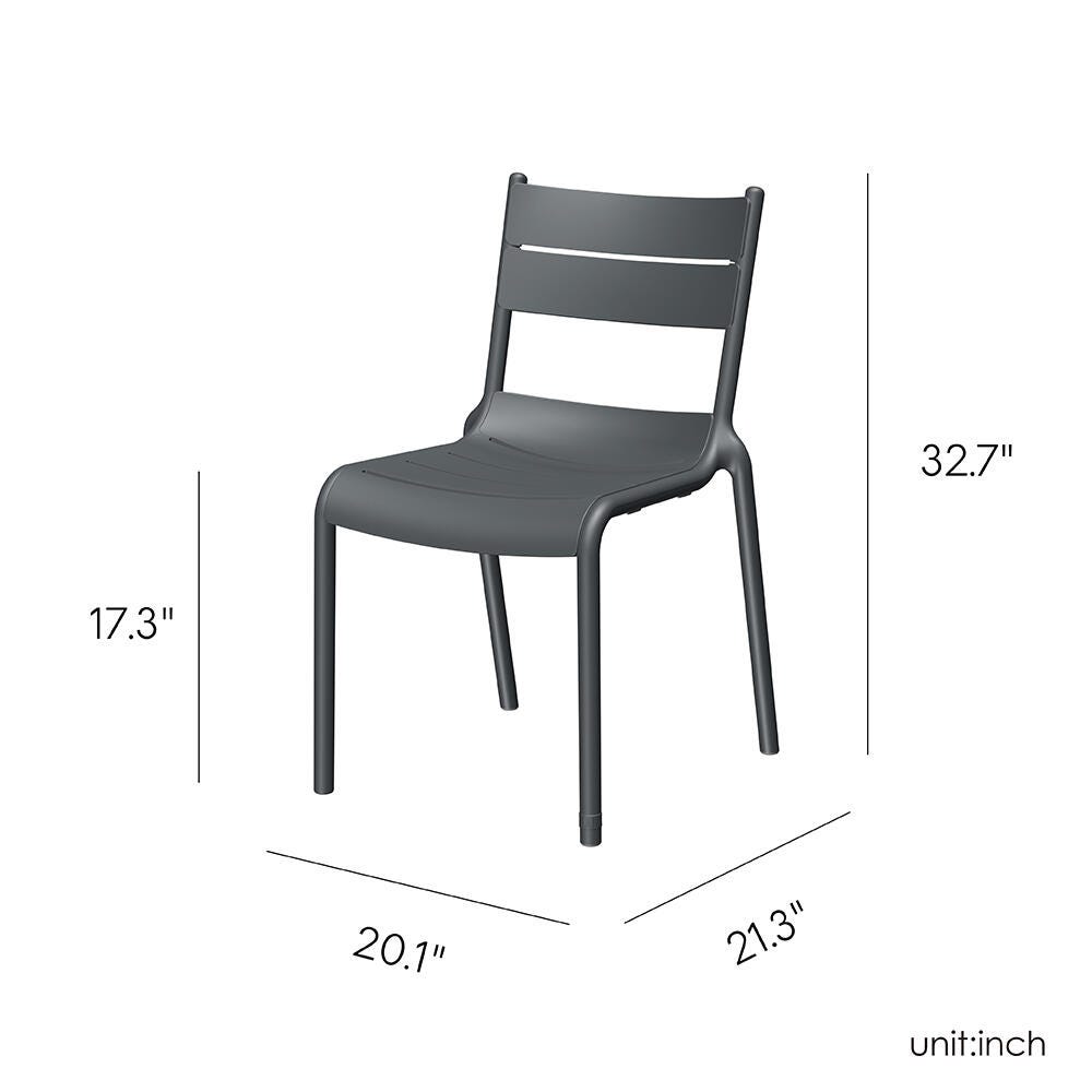 Lagoon Naples Outdoor Dining Chair (Set of 2), Dark Gray, large