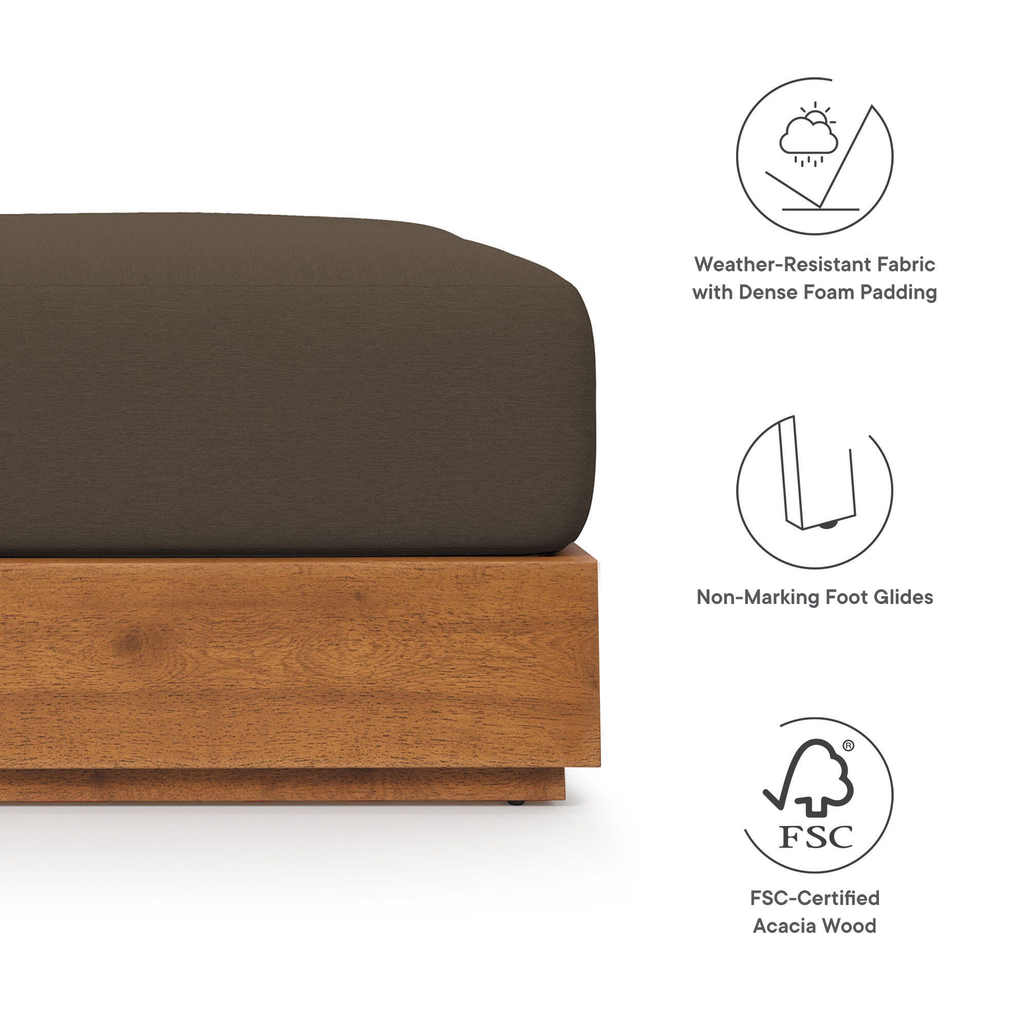 Modway Tahoe Outdoor Ottoman, , large
