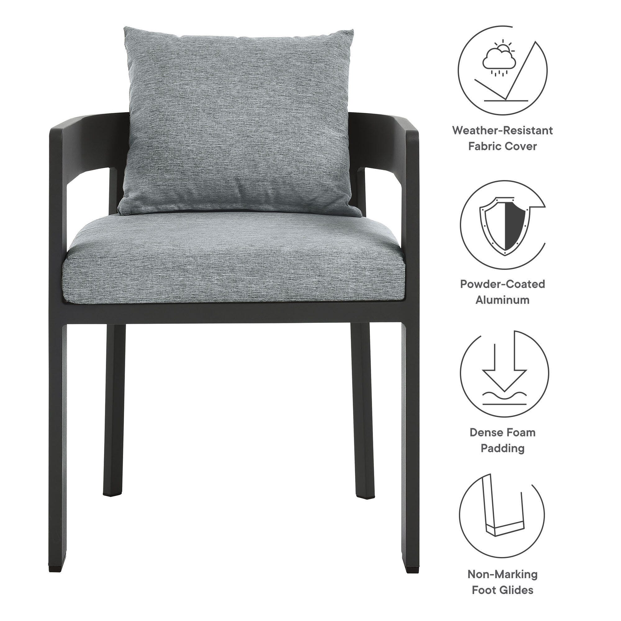 Modway Tahoe Outdoor Dining Chair, Gray/Gray, large