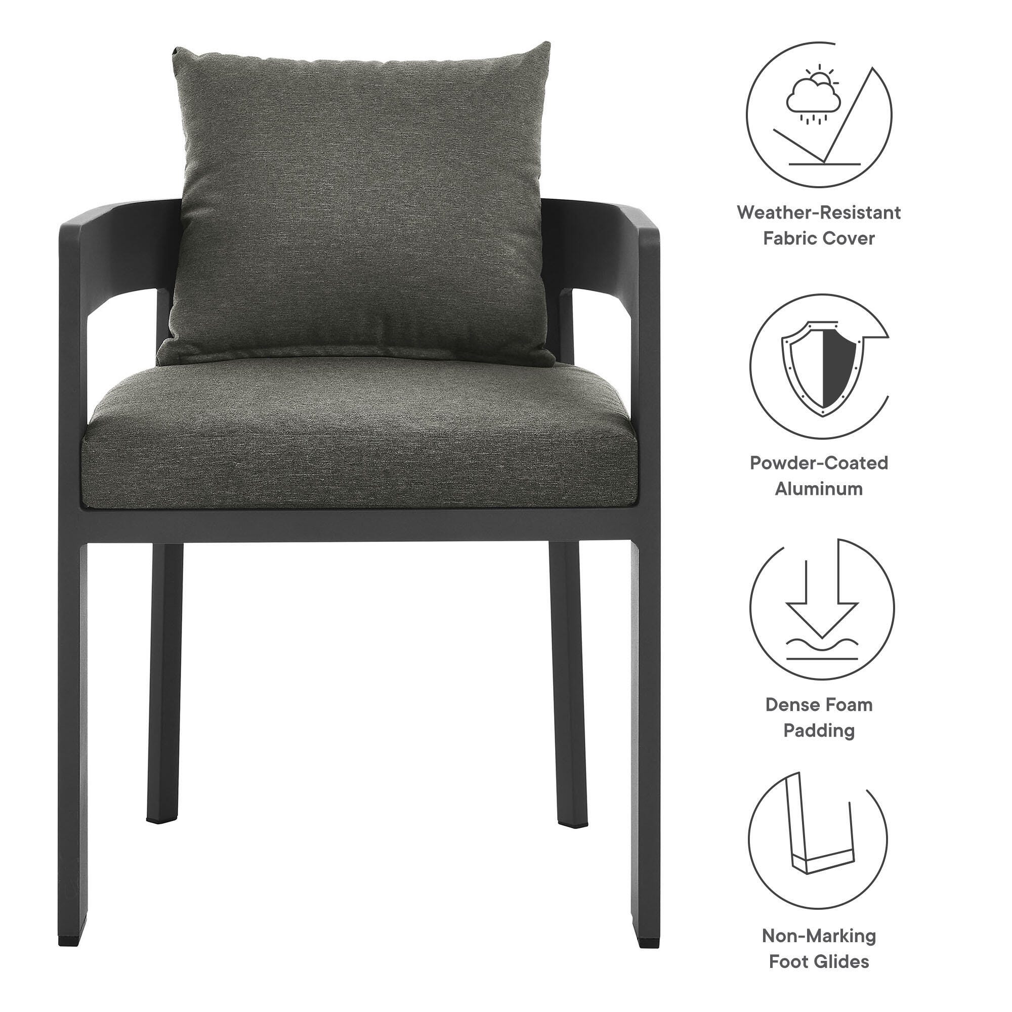 Modway Tahoe Outdoor Dining Chair, Gray/Charcoal, large