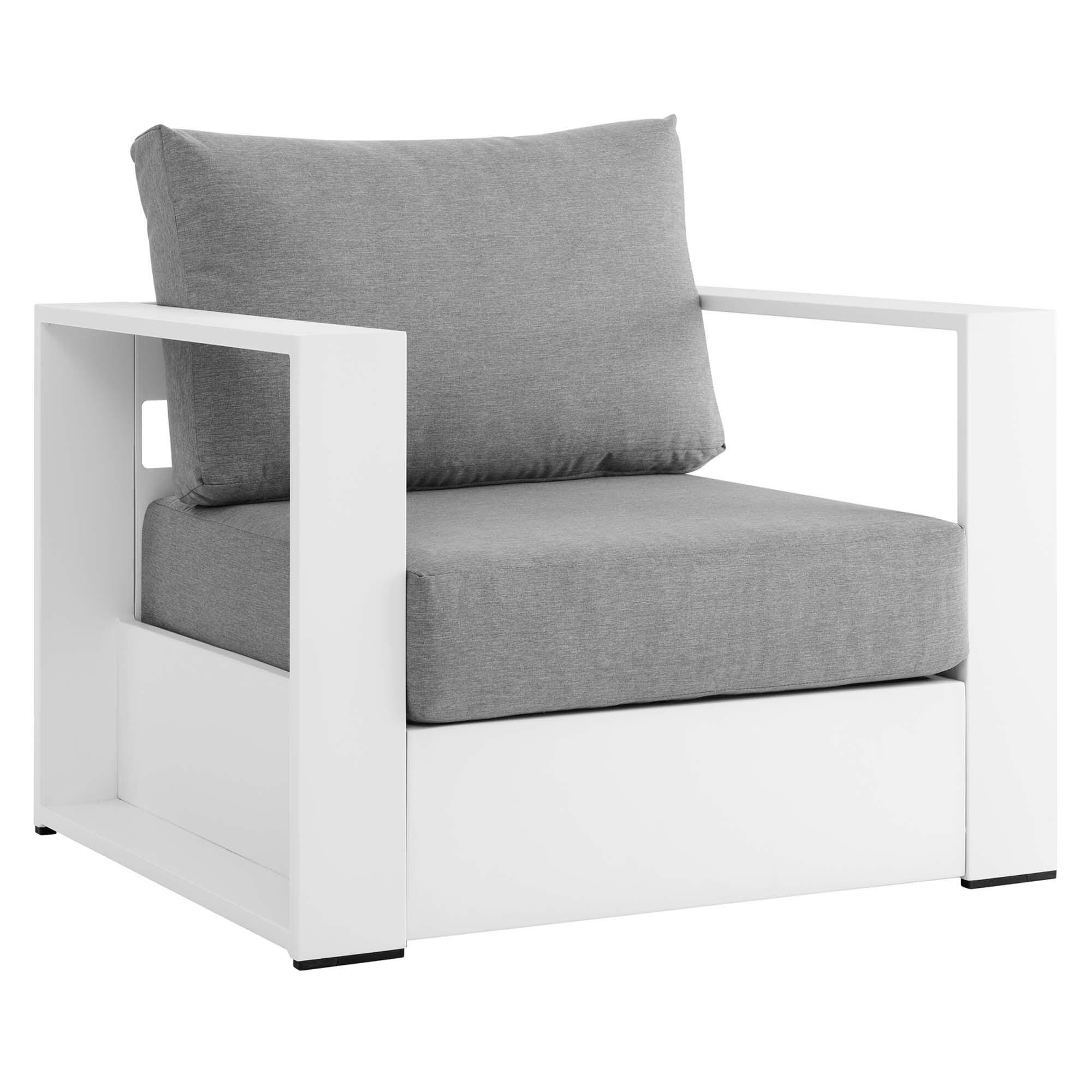 Modway Tahoe Outdoor Armchair, White/Gray, large