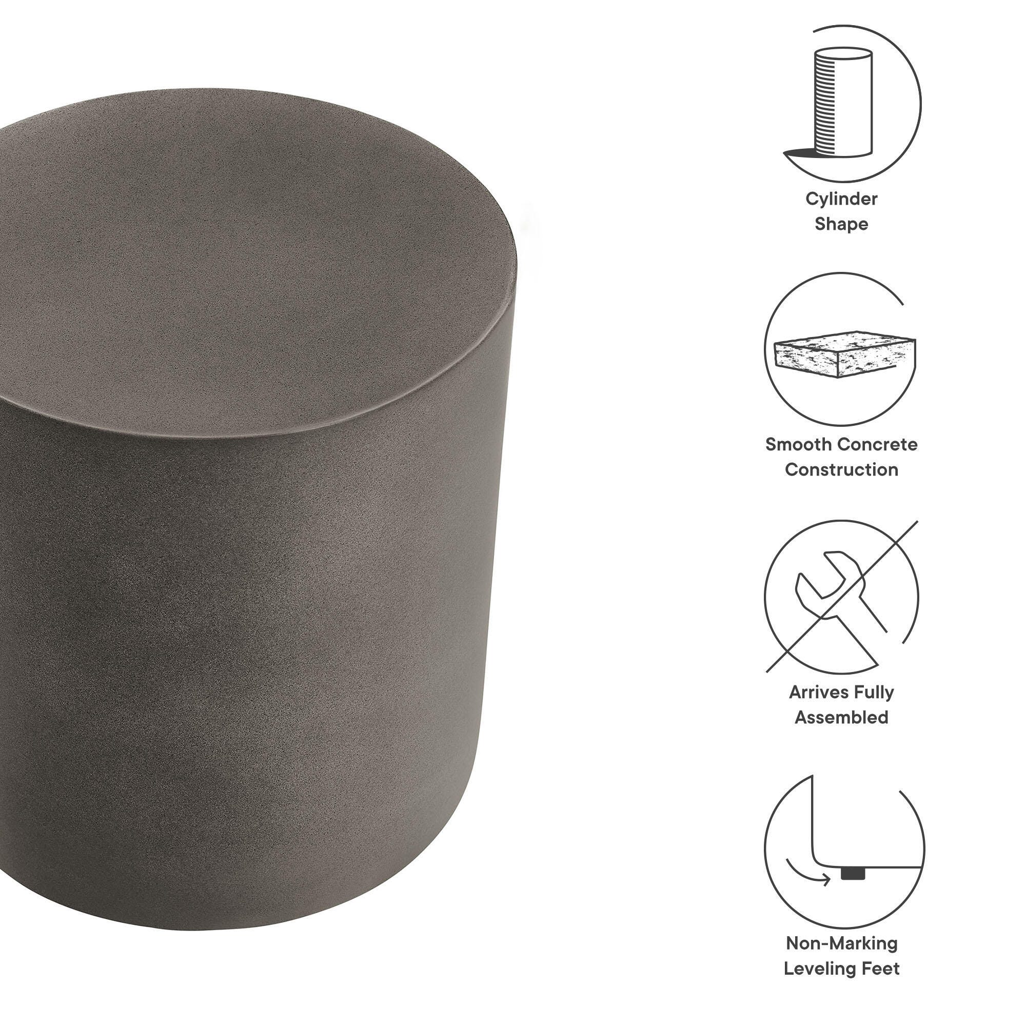Modway Brion Outdoor Stool, Gray, large