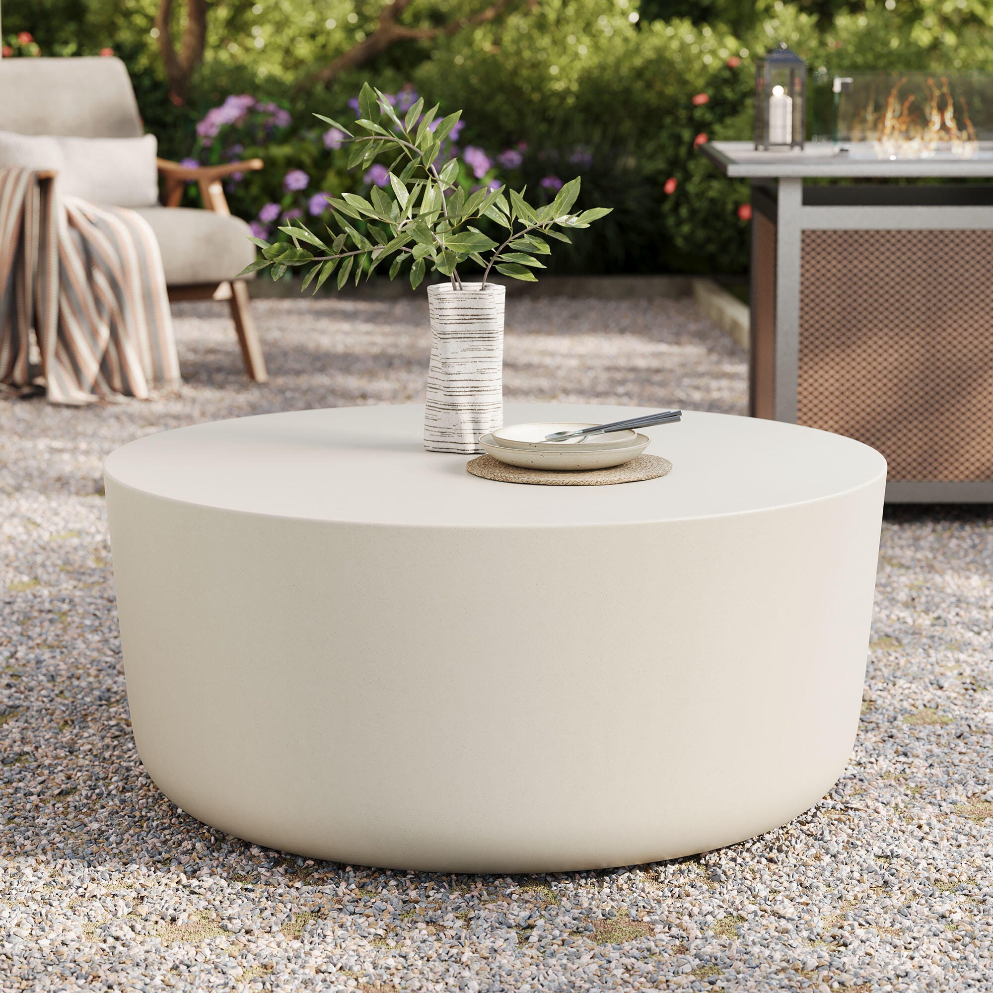 Modway Brion Outdoor Coffee Table, White, large