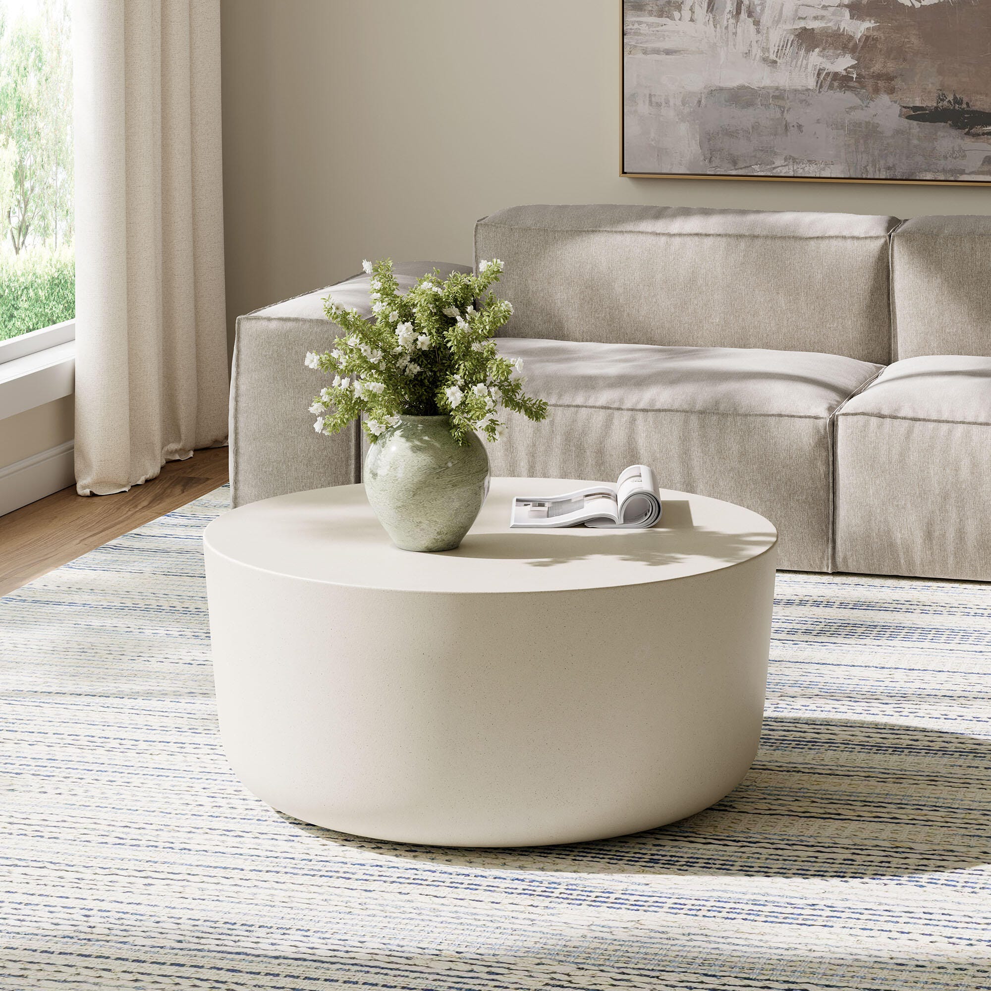 Modway Brion Outdoor Coffee Table, White, large