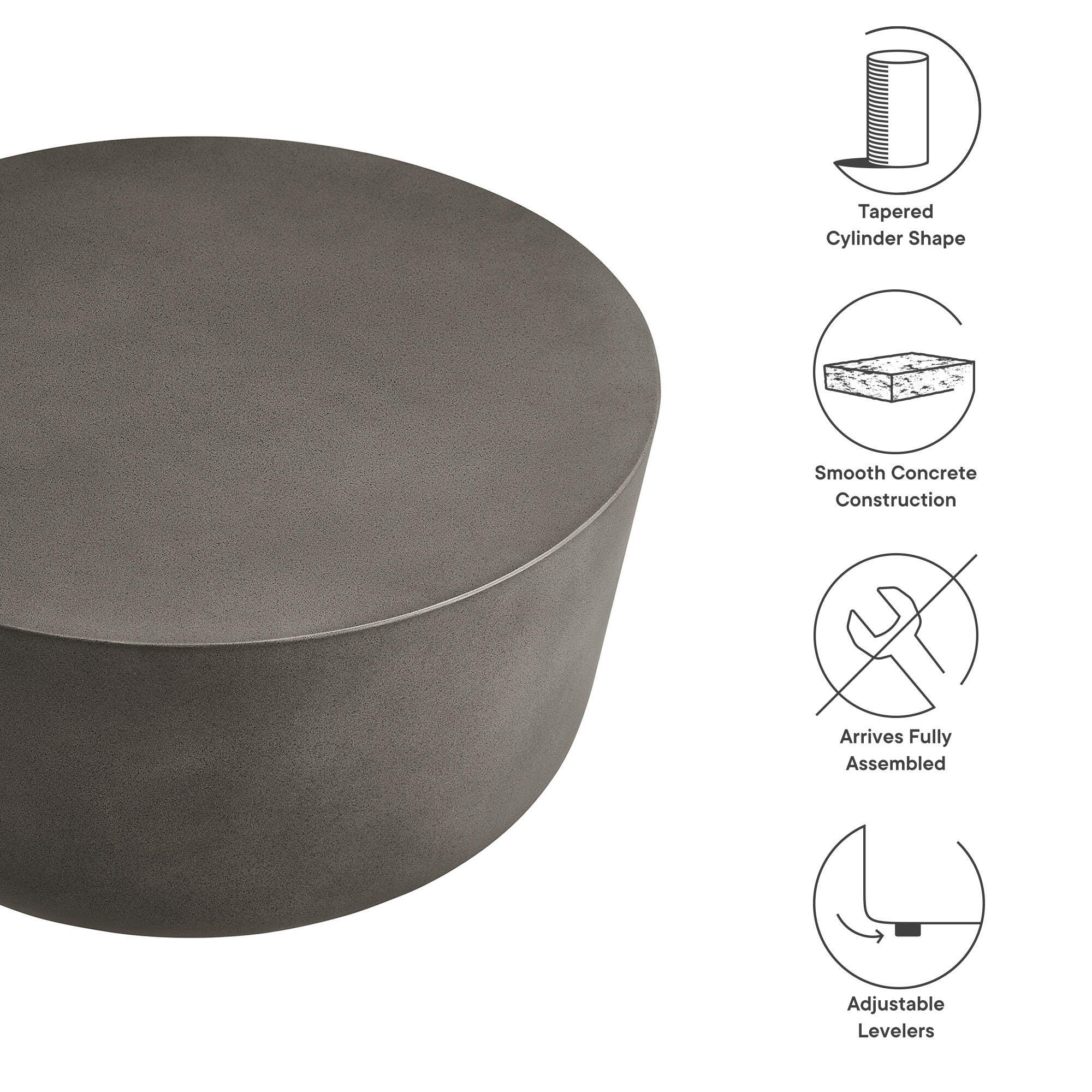 Modway Brion Outdoor Coffee Table, Gray, large