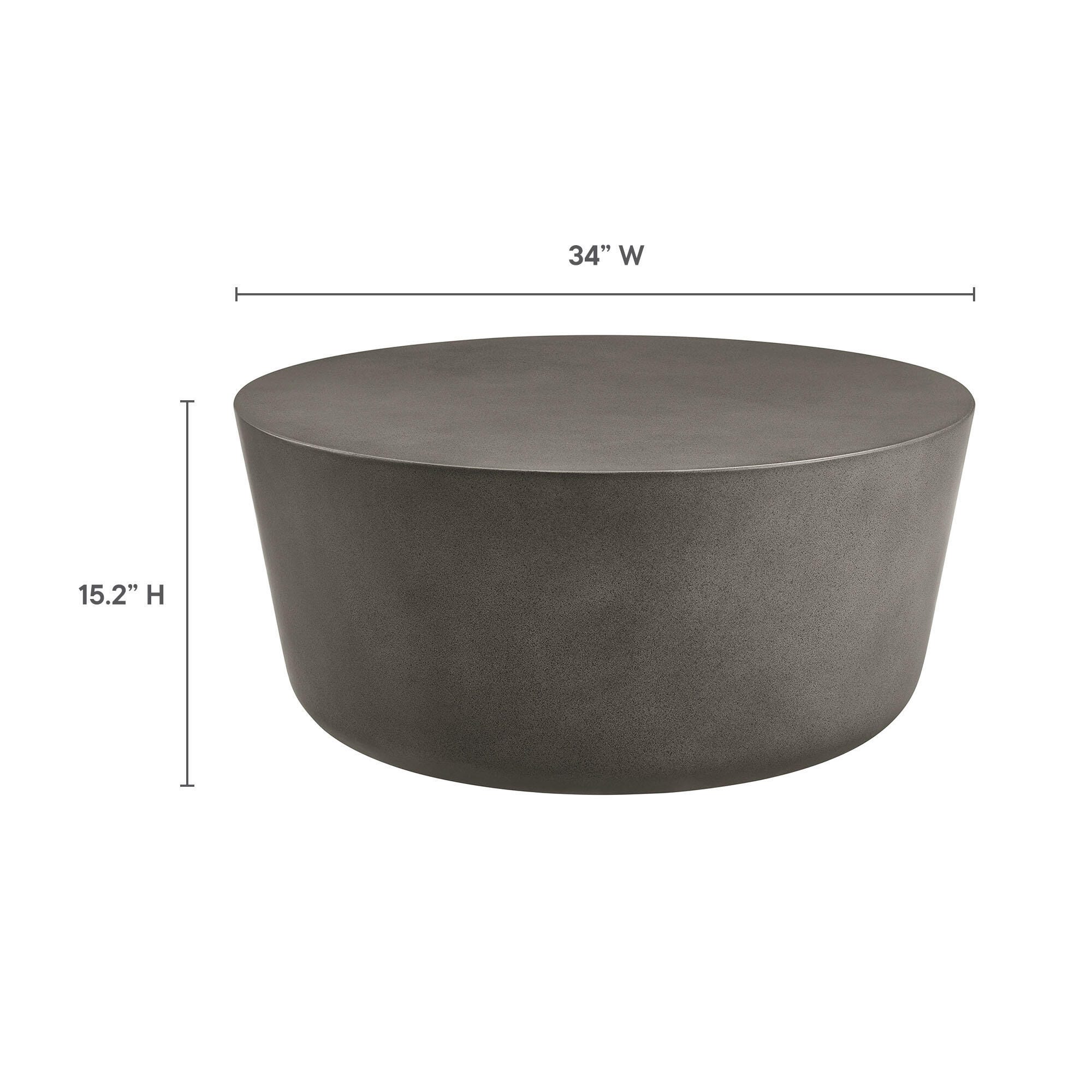 Modway Brion Outdoor Coffee Table, Gray, large