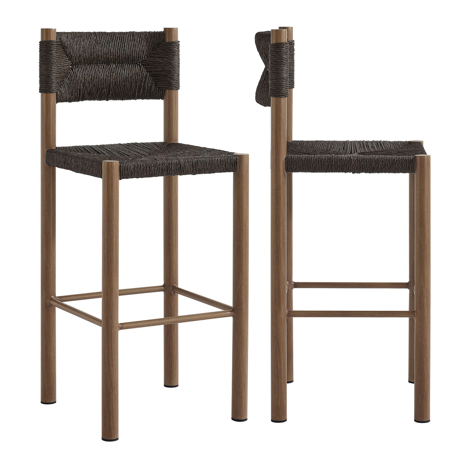Modway Parkland Outdoor Bar Stool (Set of 2), Walnut, large