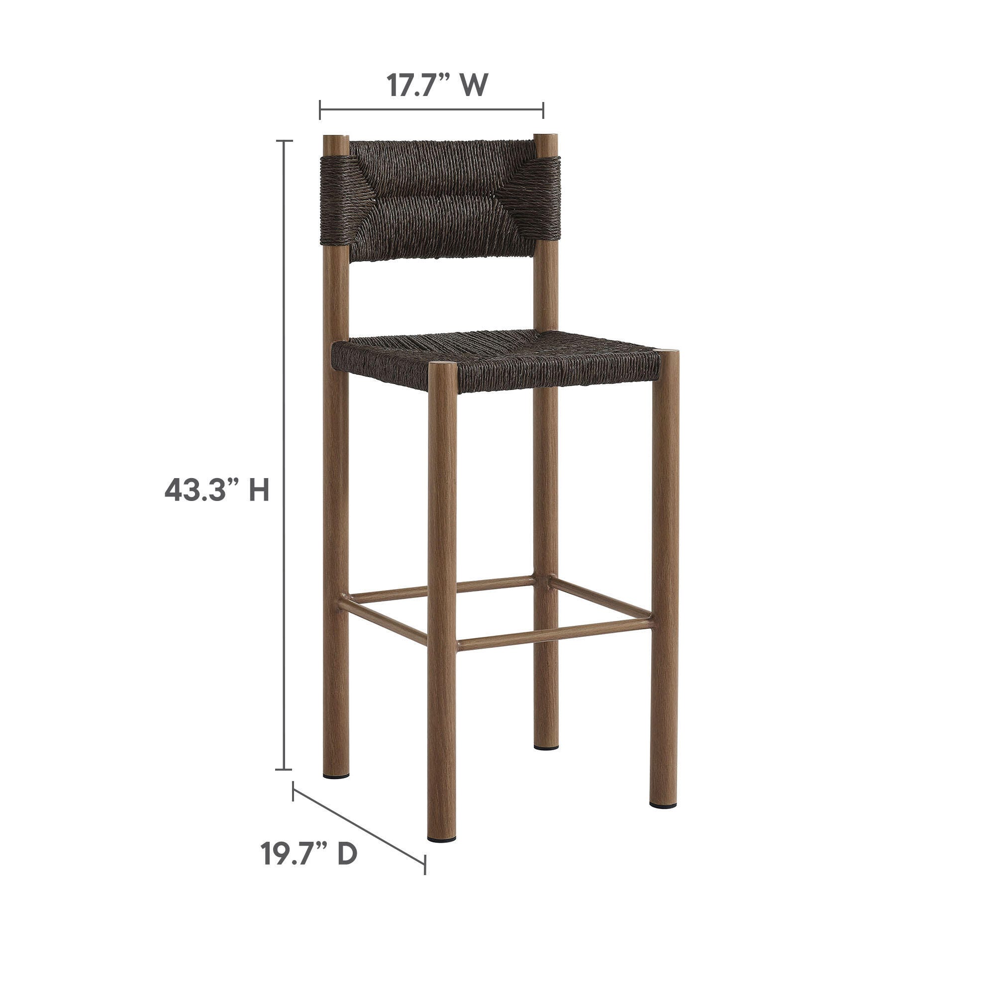 Modway Parkland Outdoor Bar Stool (Set of 2), Walnut, large
