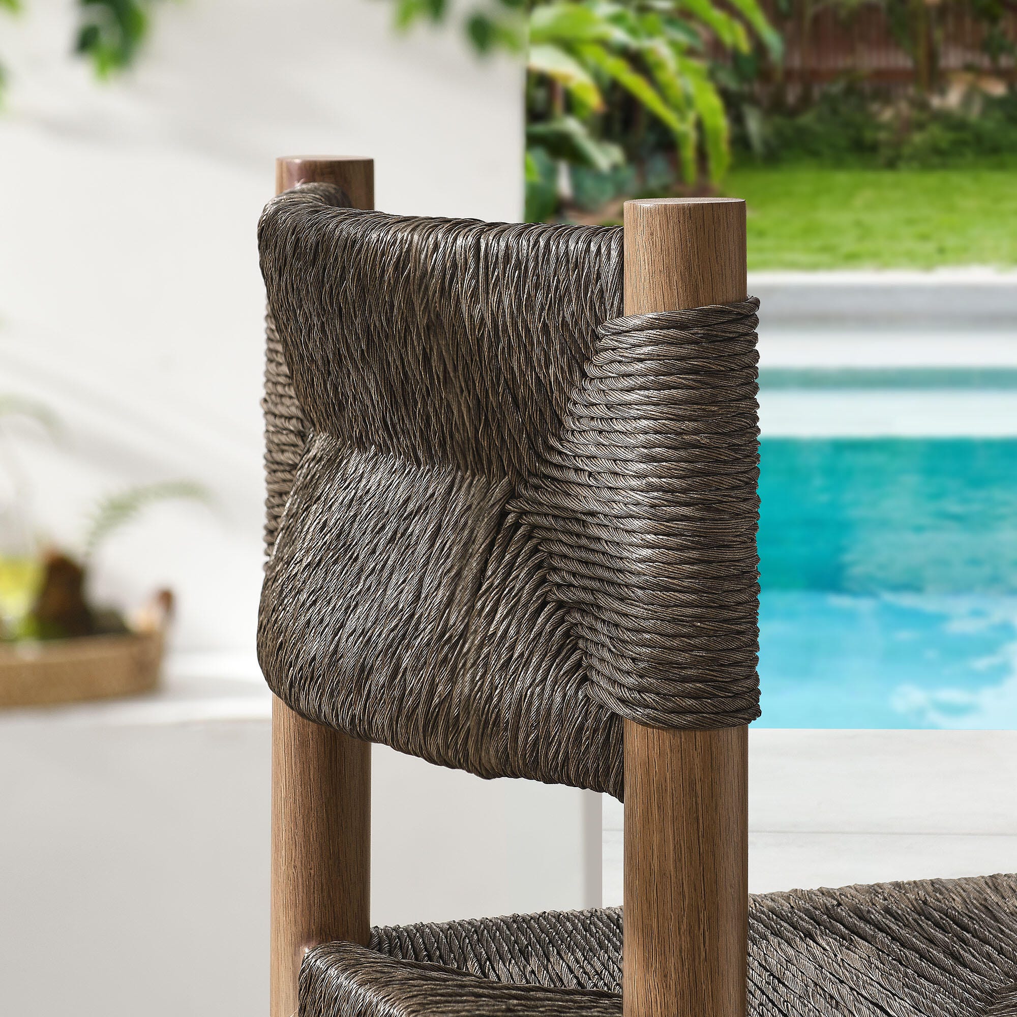 Modway Parkland Outdoor Bar Stool (Set of 2), Walnut, large