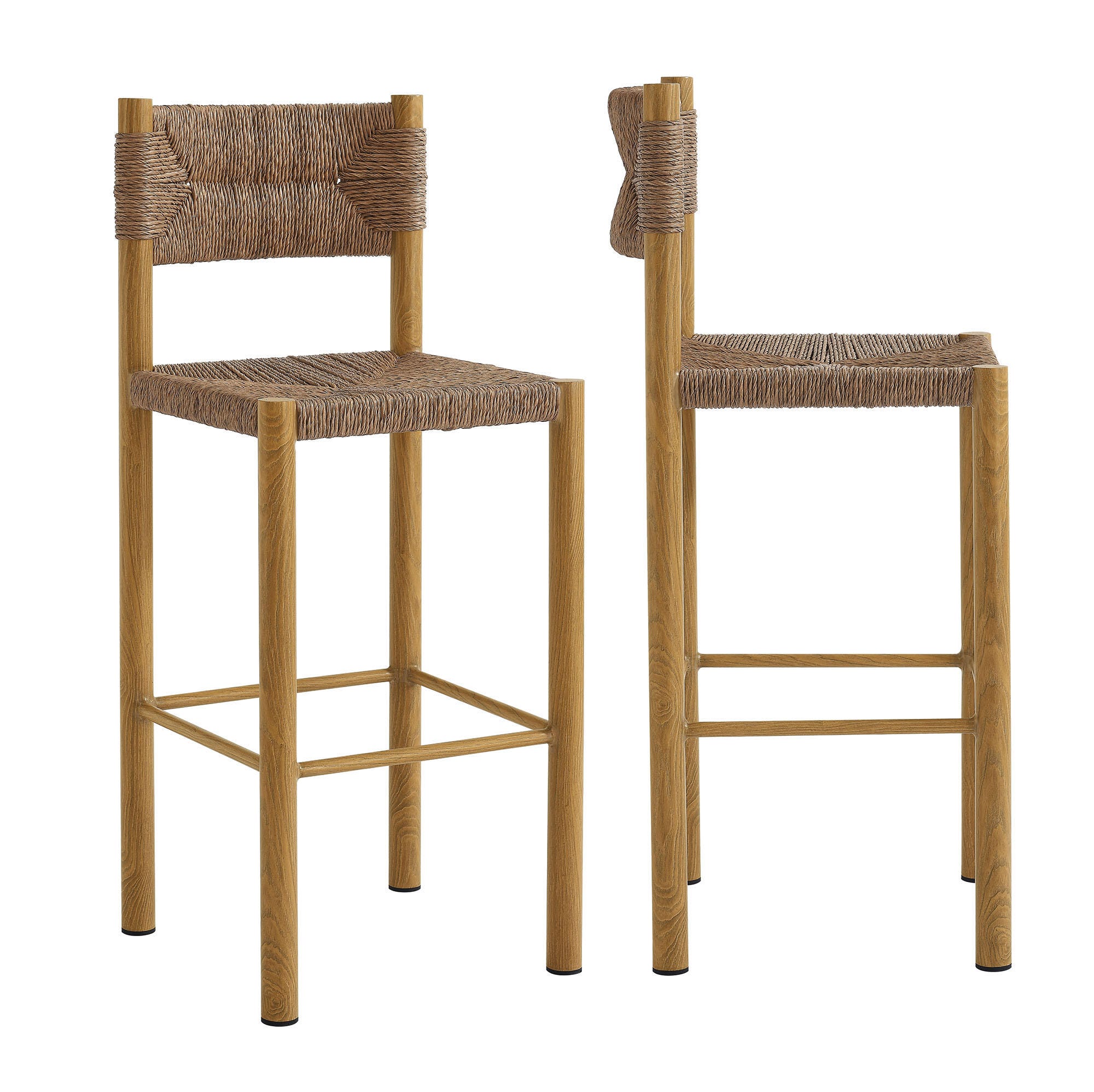 Modway Parkland Outdoor Bar Stool (Set of 2), Natural, large