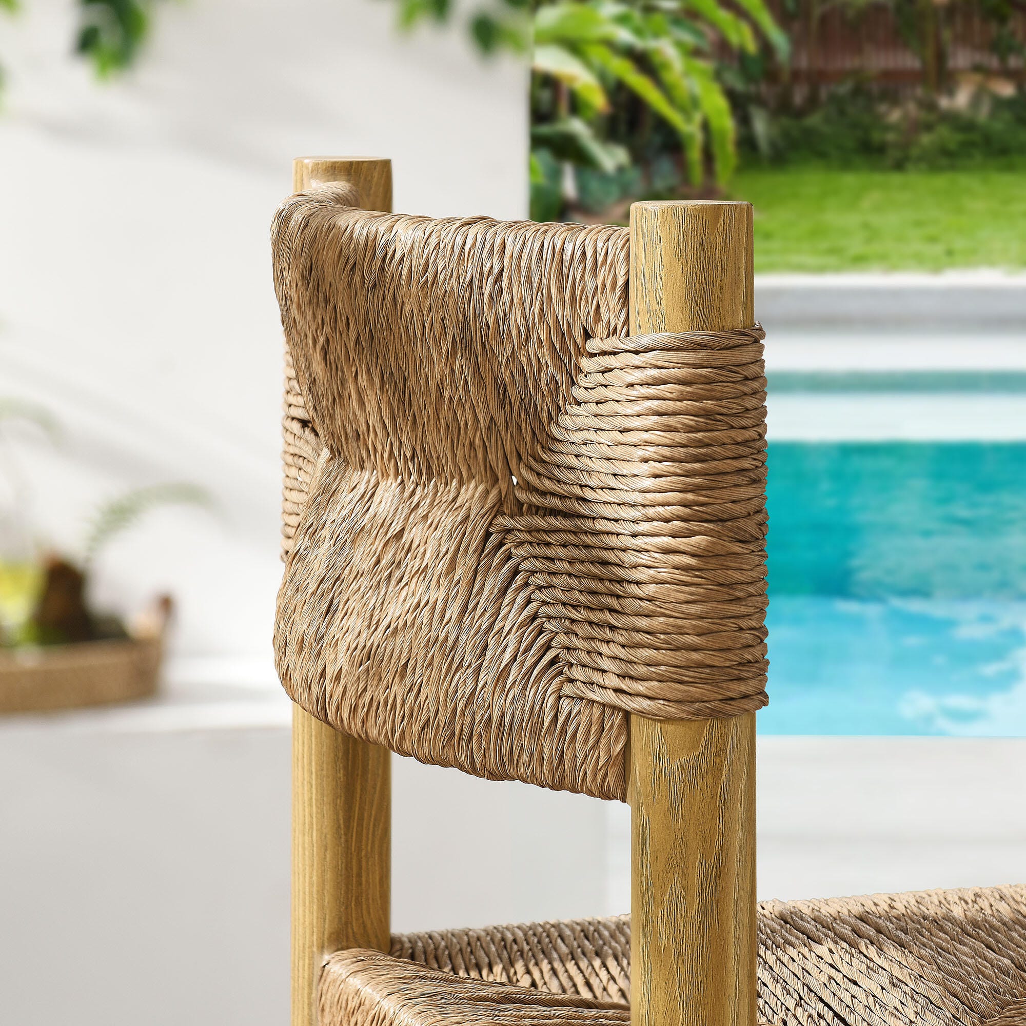 Modway Parkland Outdoor Bar Stool (Set of 2), Natural, large