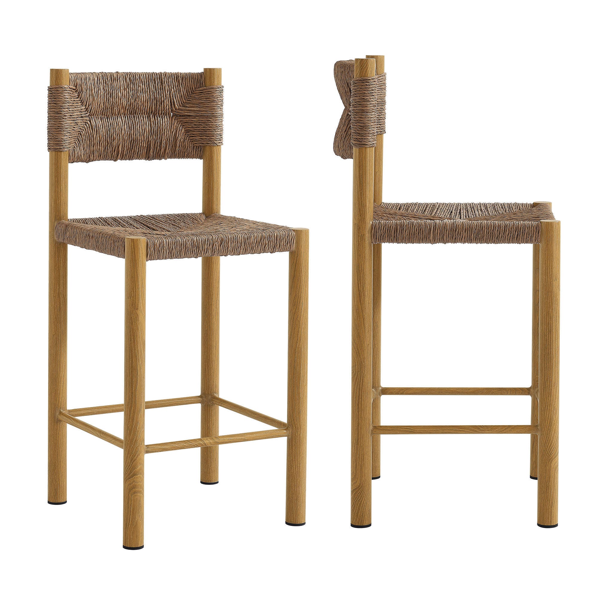 Modway Parkland Outdoor Counter Stool (Set of 2), Natural, large