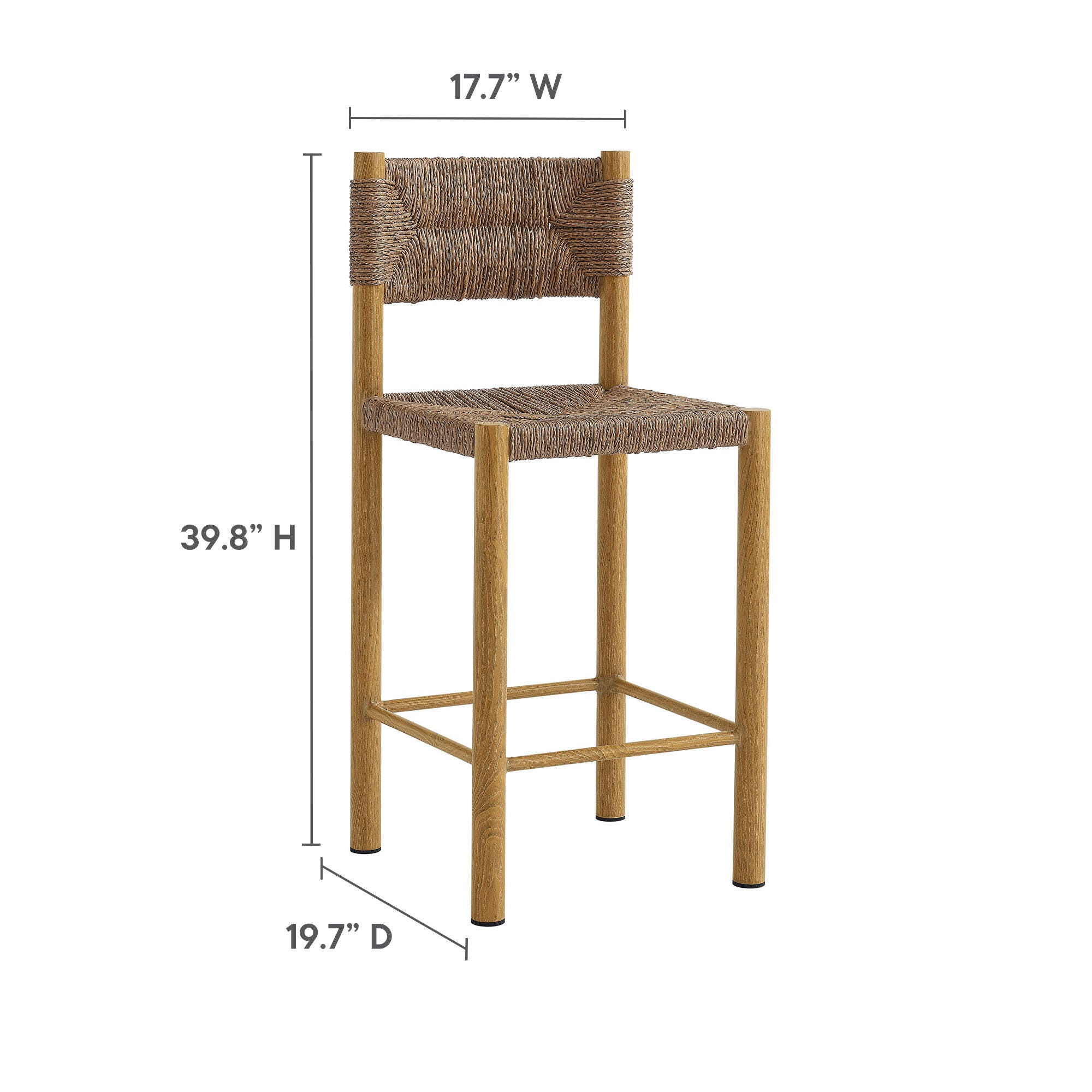 Modway Parkland Outdoor Counter Stool (Set of 2), Natural, large