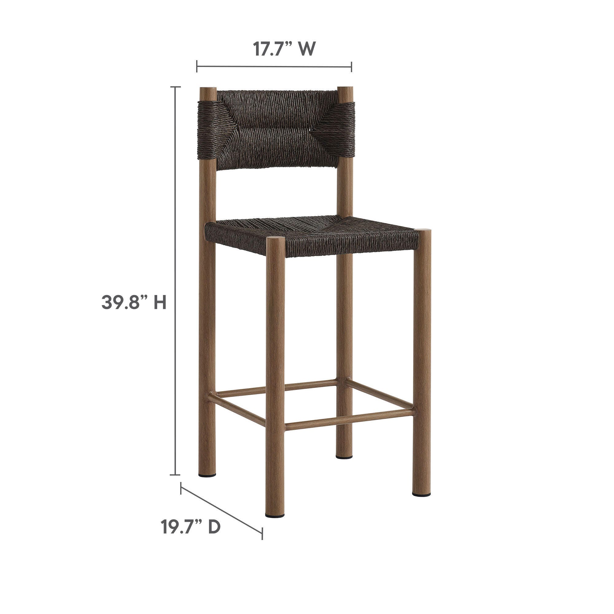 Modway Parkland Outdoor Counter Stool (Set of 2), Walnut, large