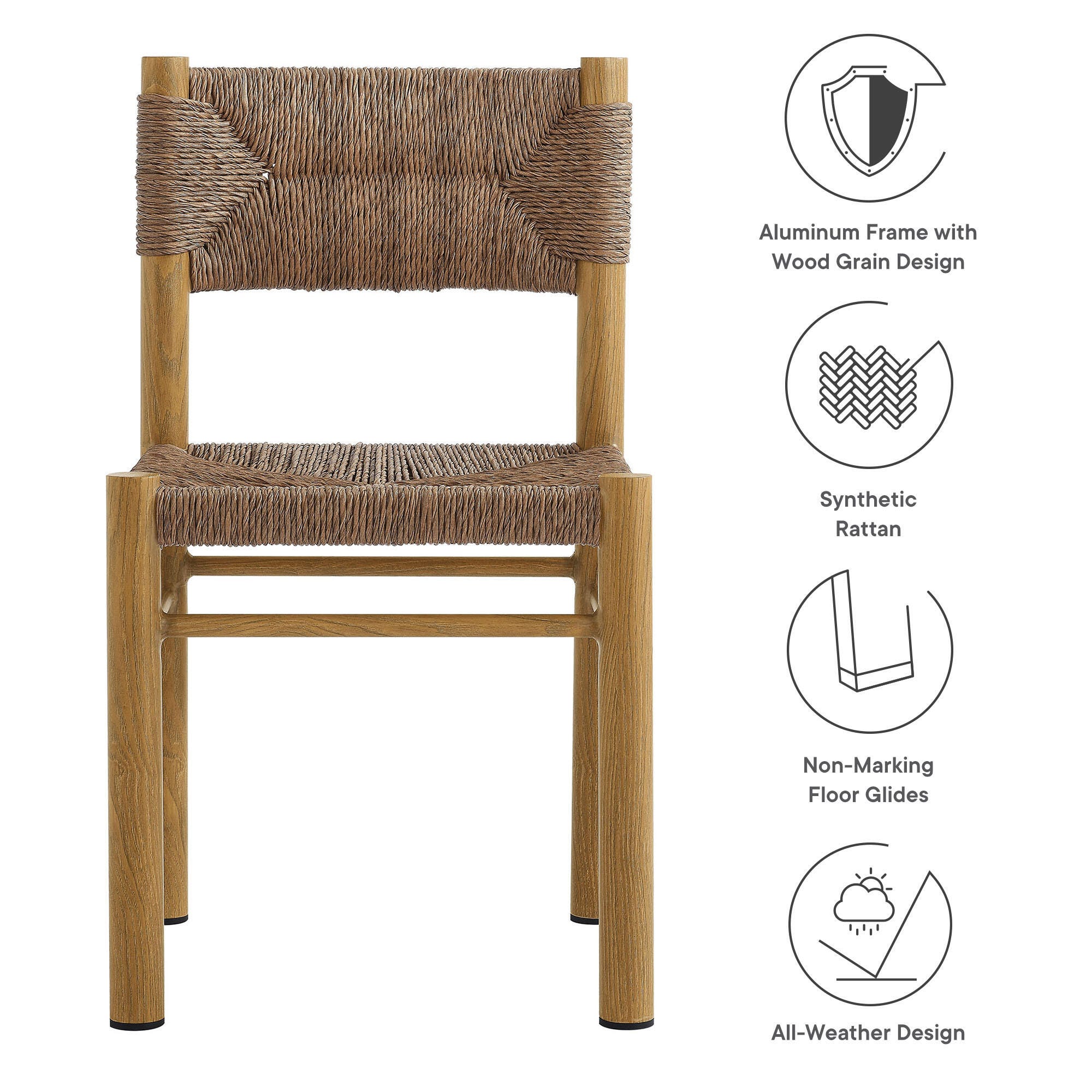 Modway Parkland Outdoor Dining Chair (Set of 2), Natural, large