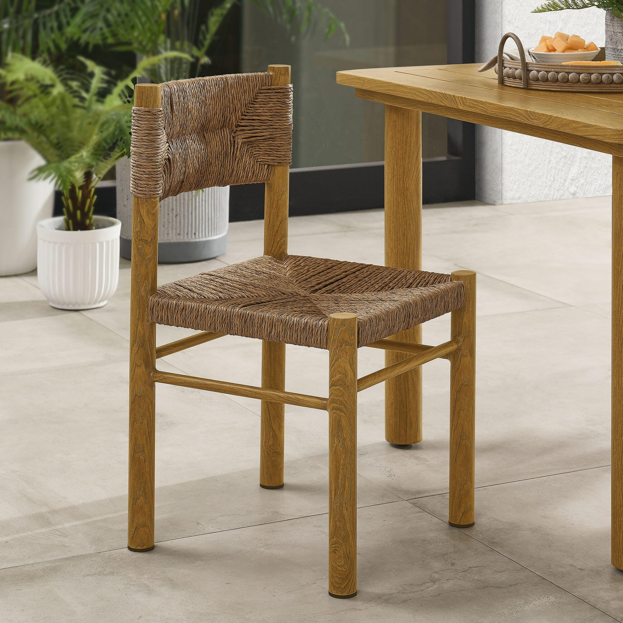 Modway Parkland Outdoor Dining Chair (Set of 2), Natural, large